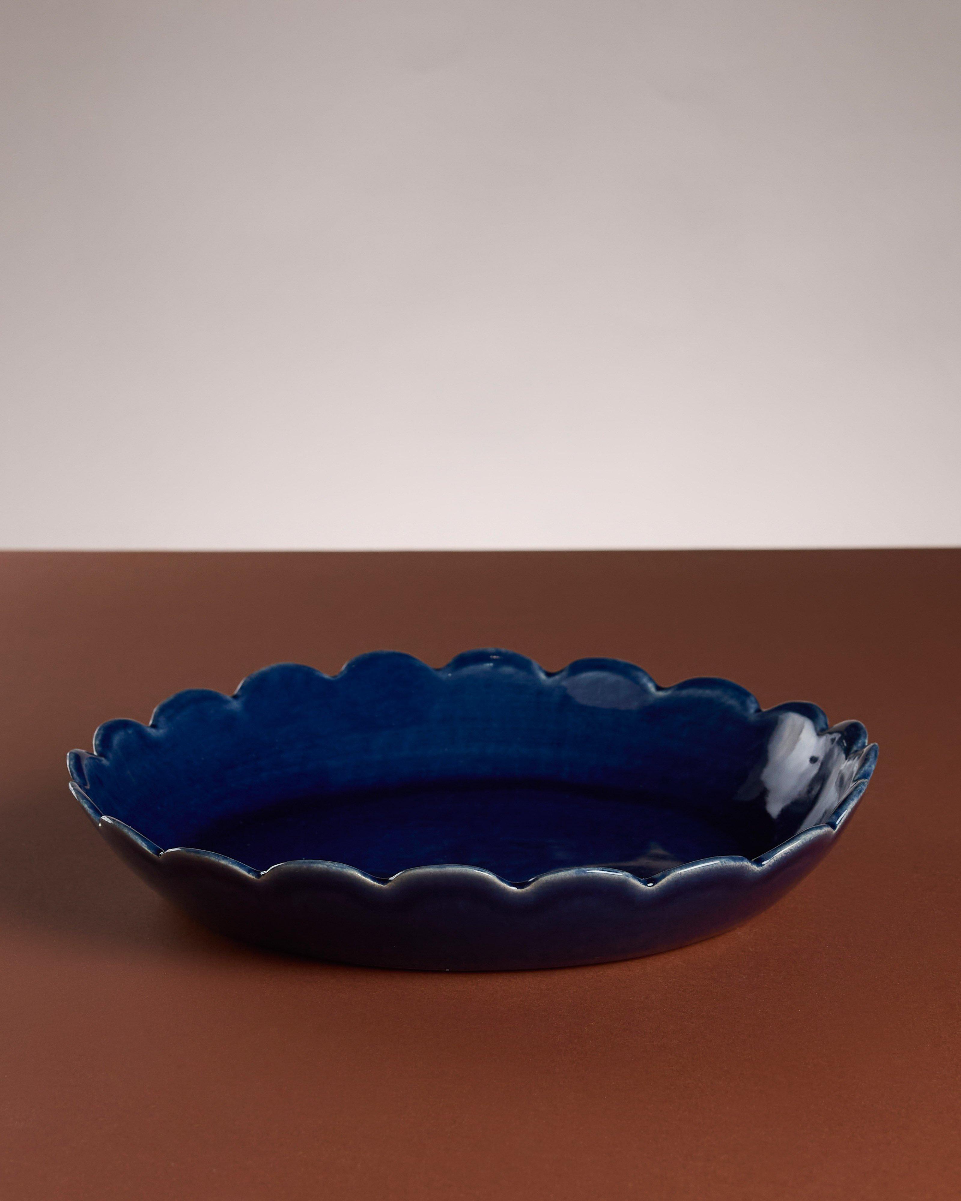 Acacia Medium Scallop Bowl -  Blue