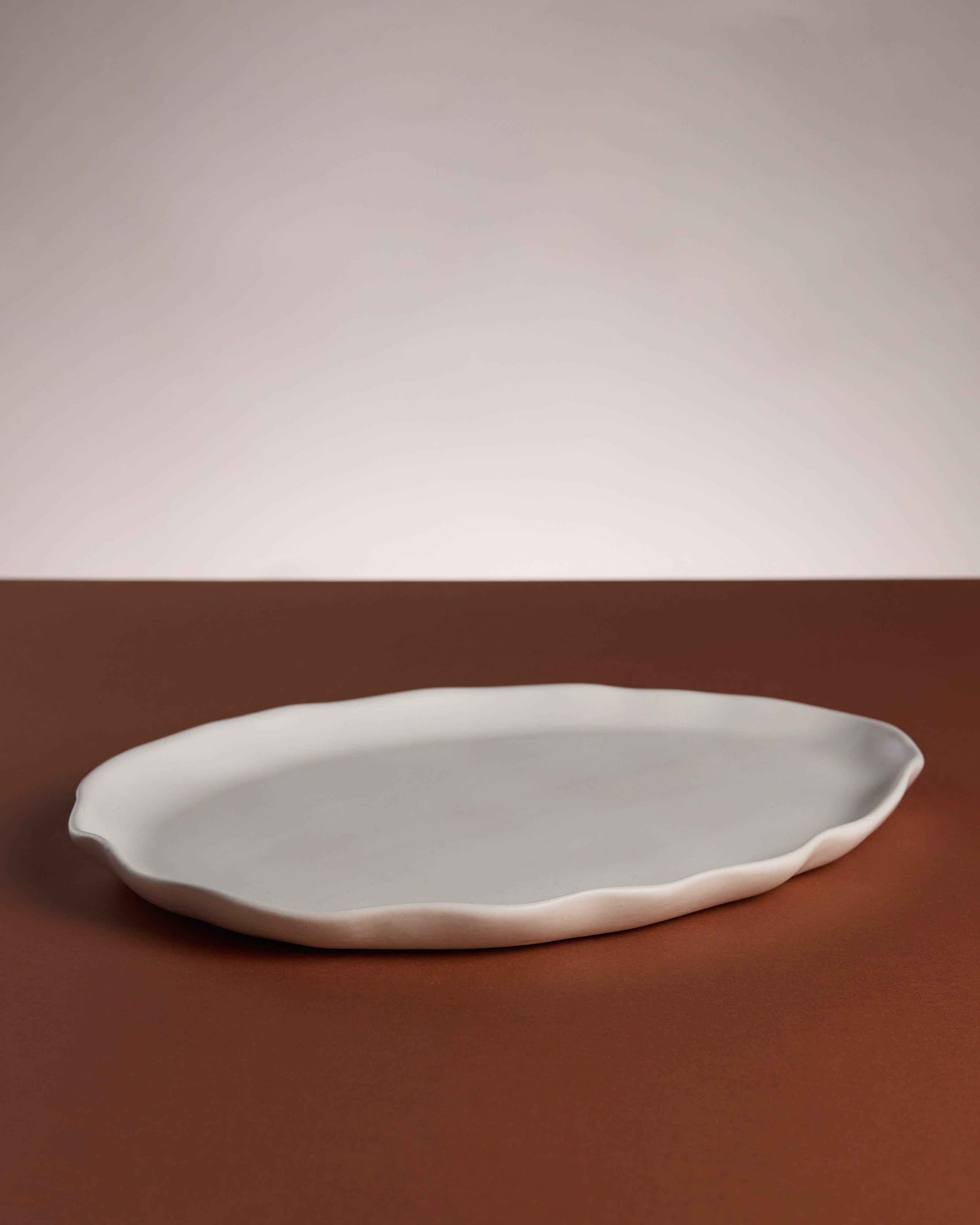 Flutter Large Oval Platter -  Milk