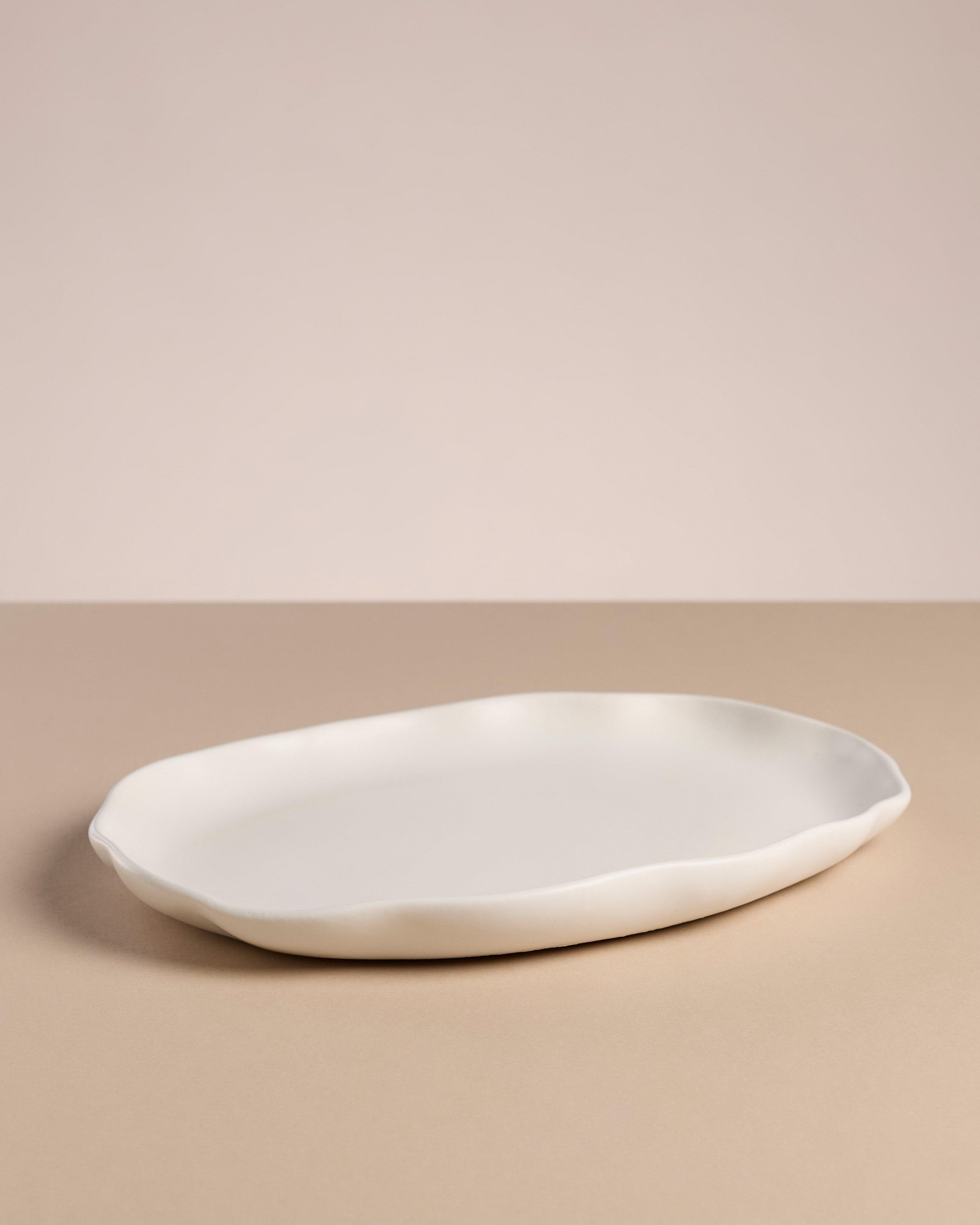 Flutter Small Oval Platter -  Milk