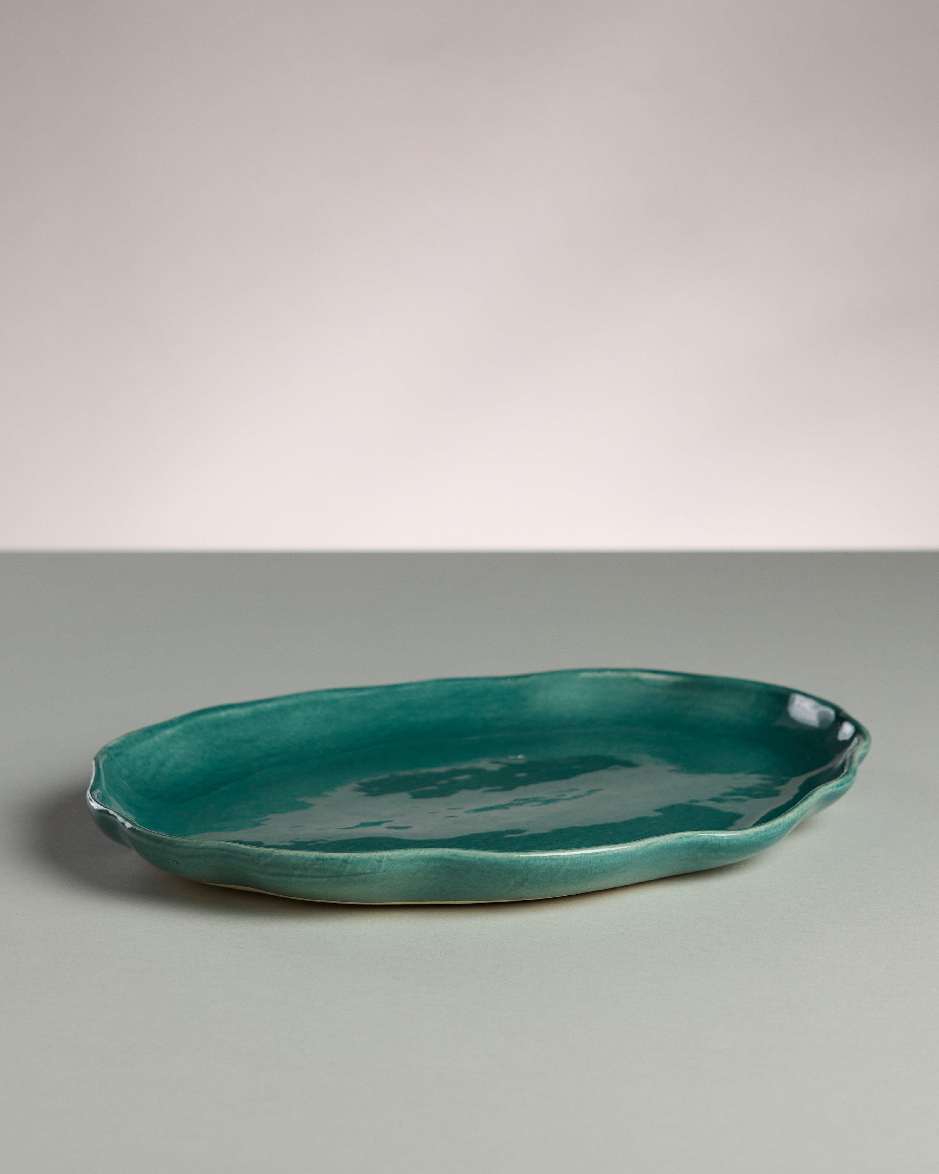 Flutter Small Oval Platter -  Teal