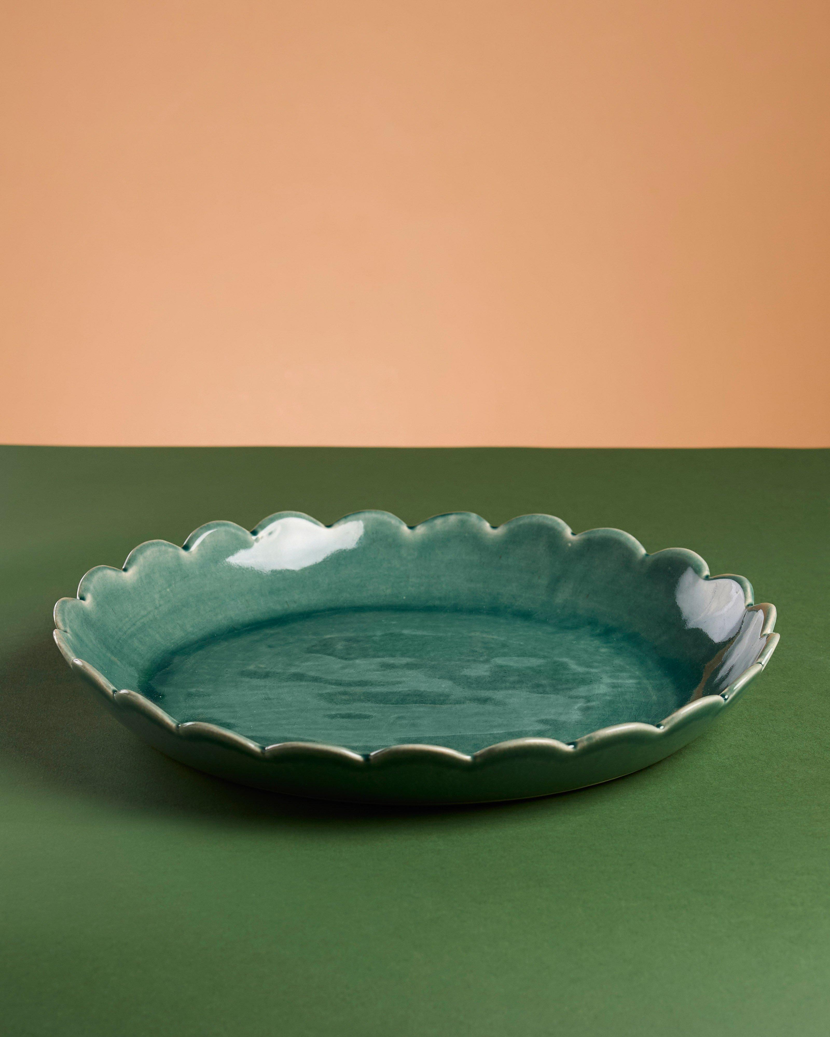 Acacia Large Scallop Bowl -  Green