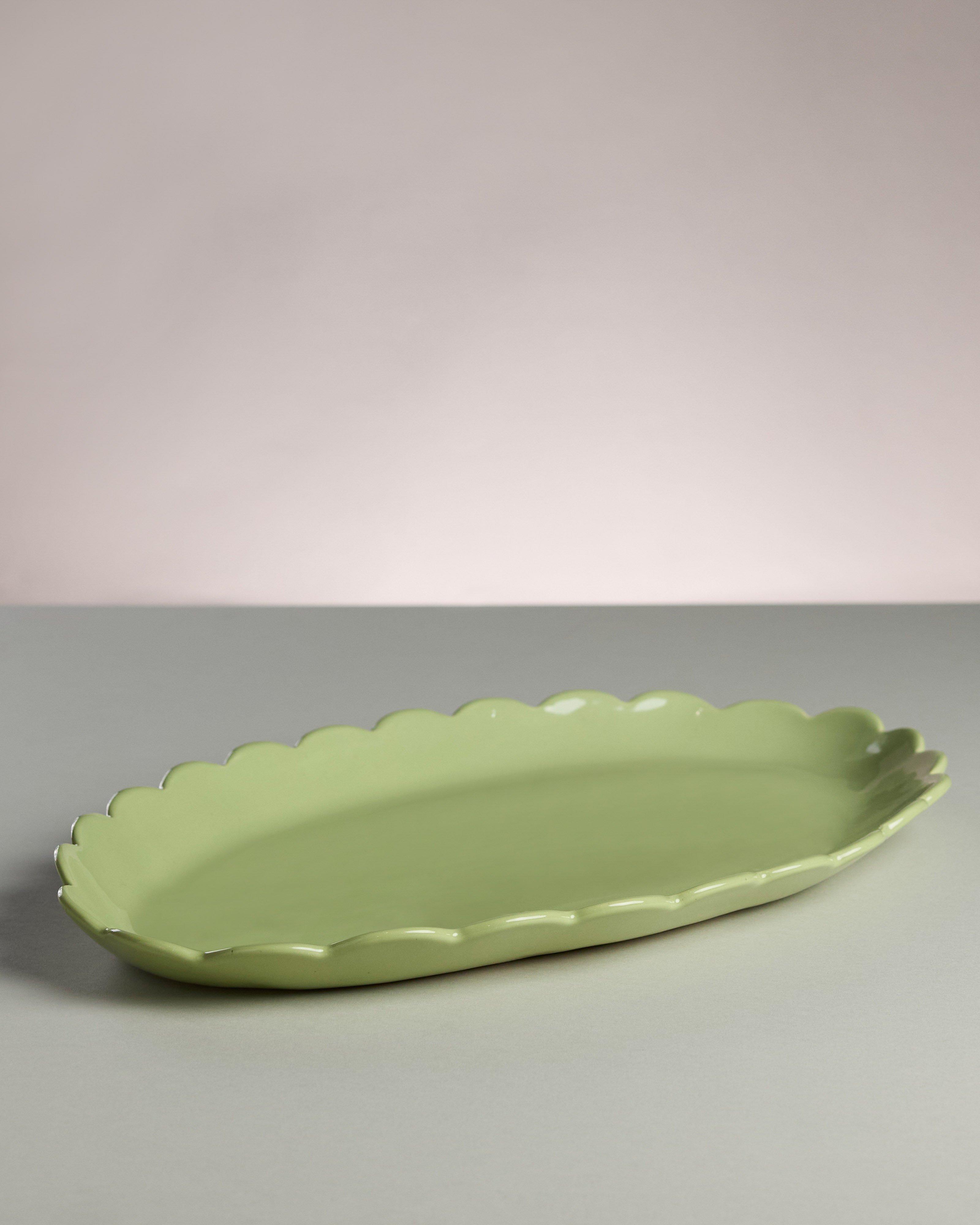 Oval Deep Scallop Platter -  Green