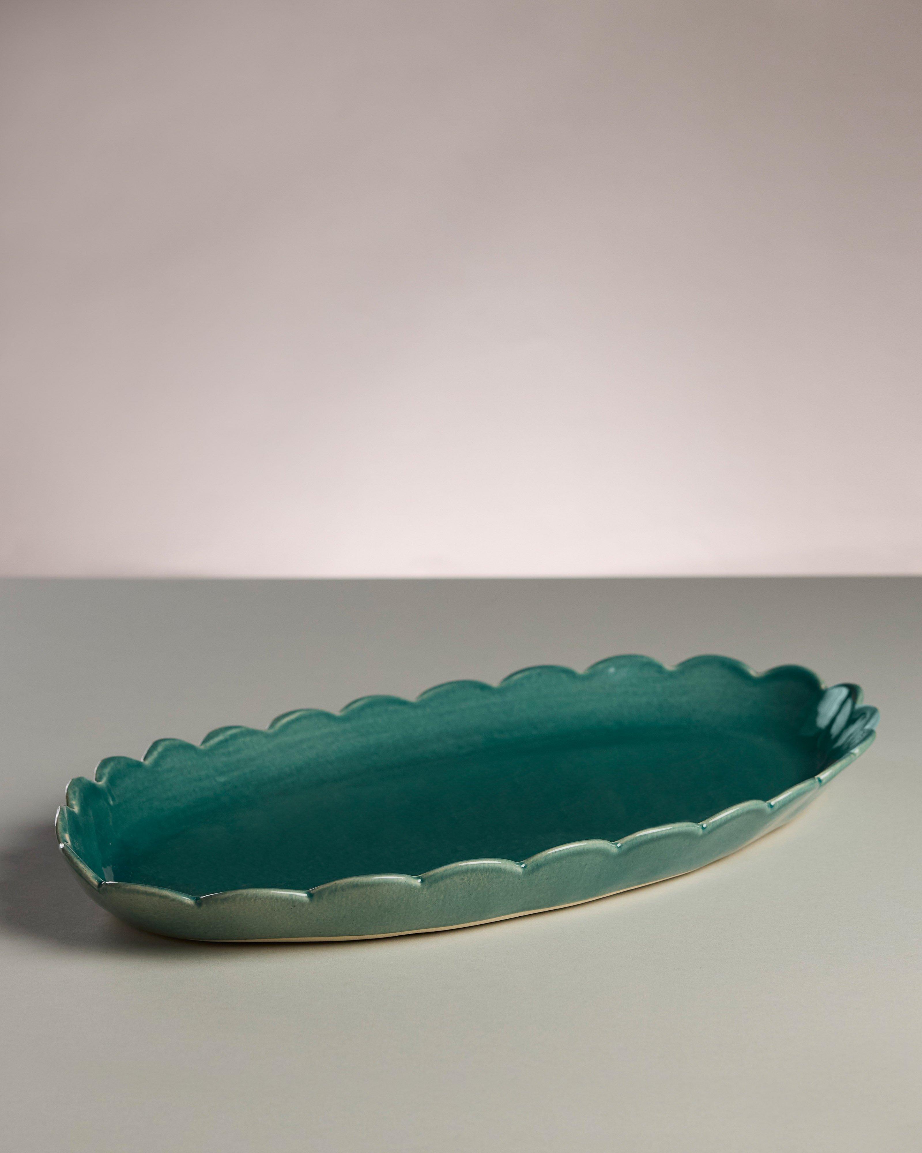 Oval Deep Scallop Platter -  Teal