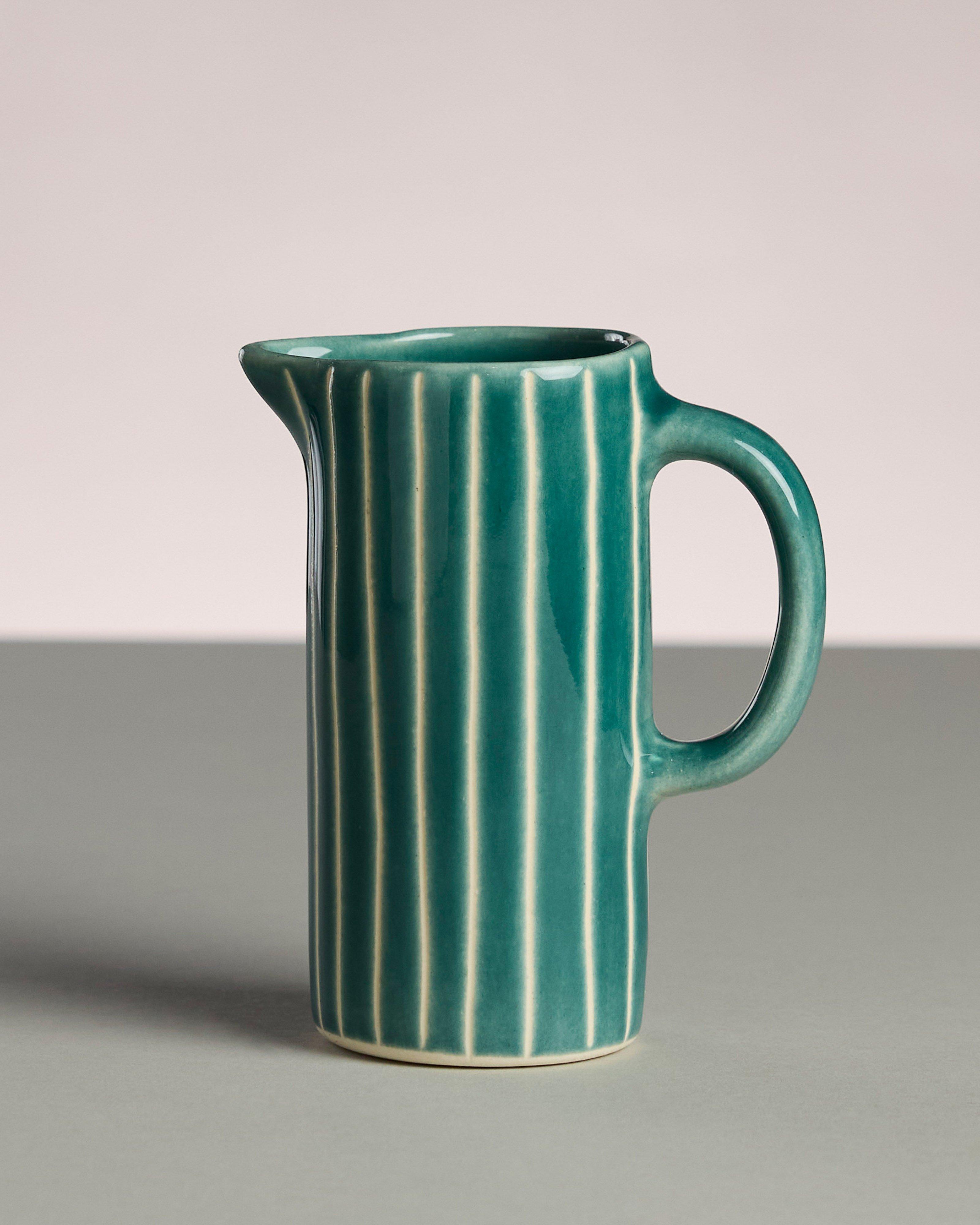 Lined Luna Small Jug -  Teal