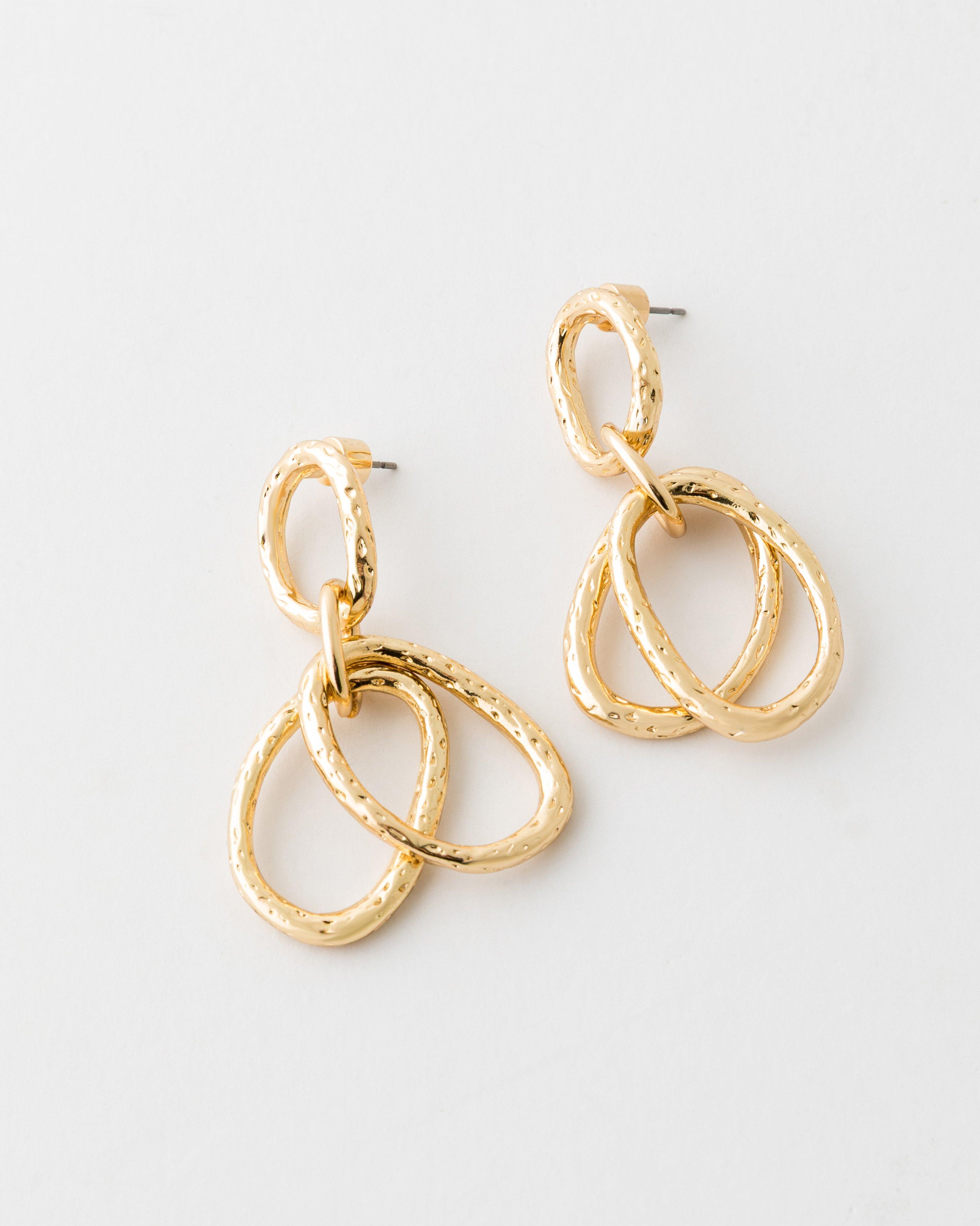 Abstract Double Dangle Earrings -  Gold