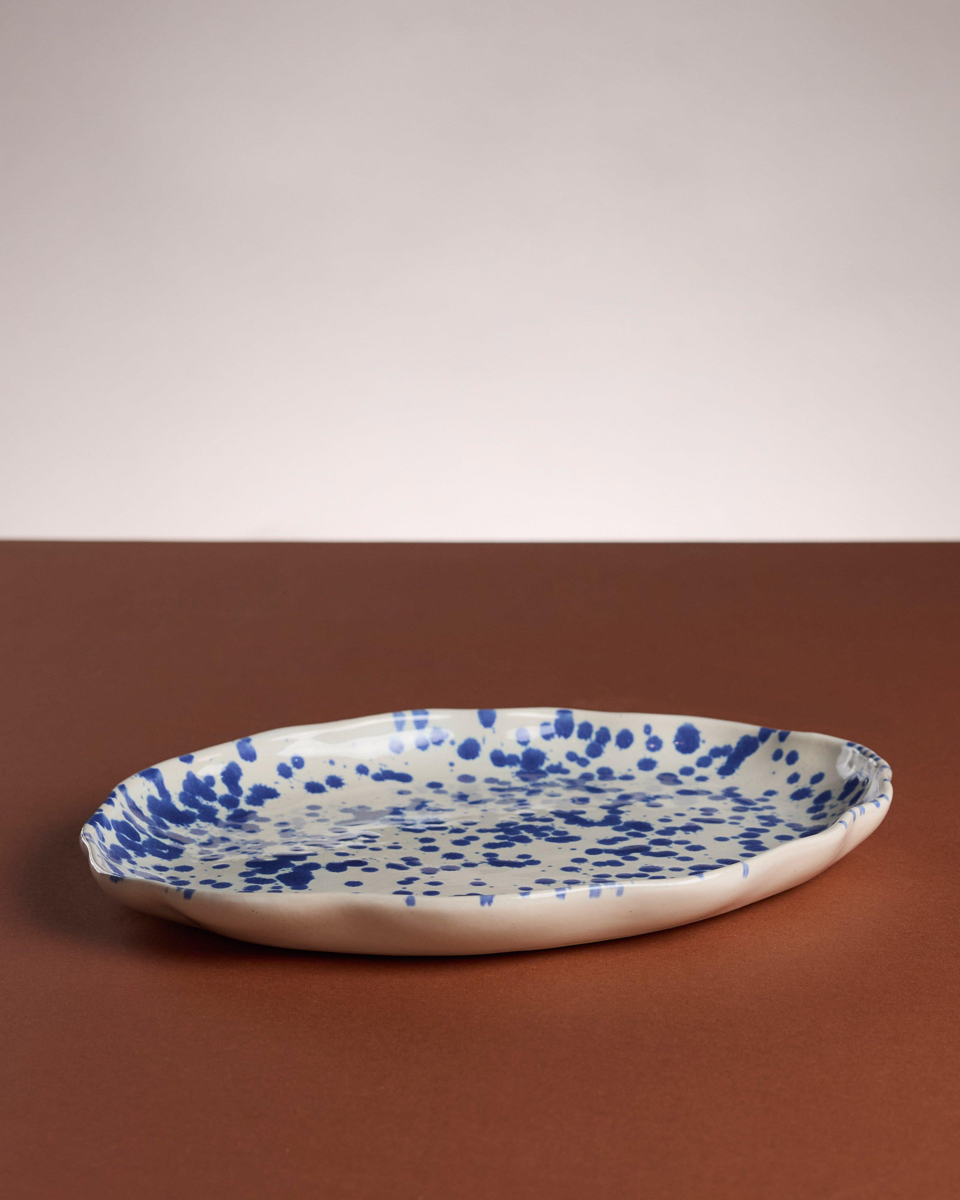 Flutter Small Oval Splatter Platter -  Blue