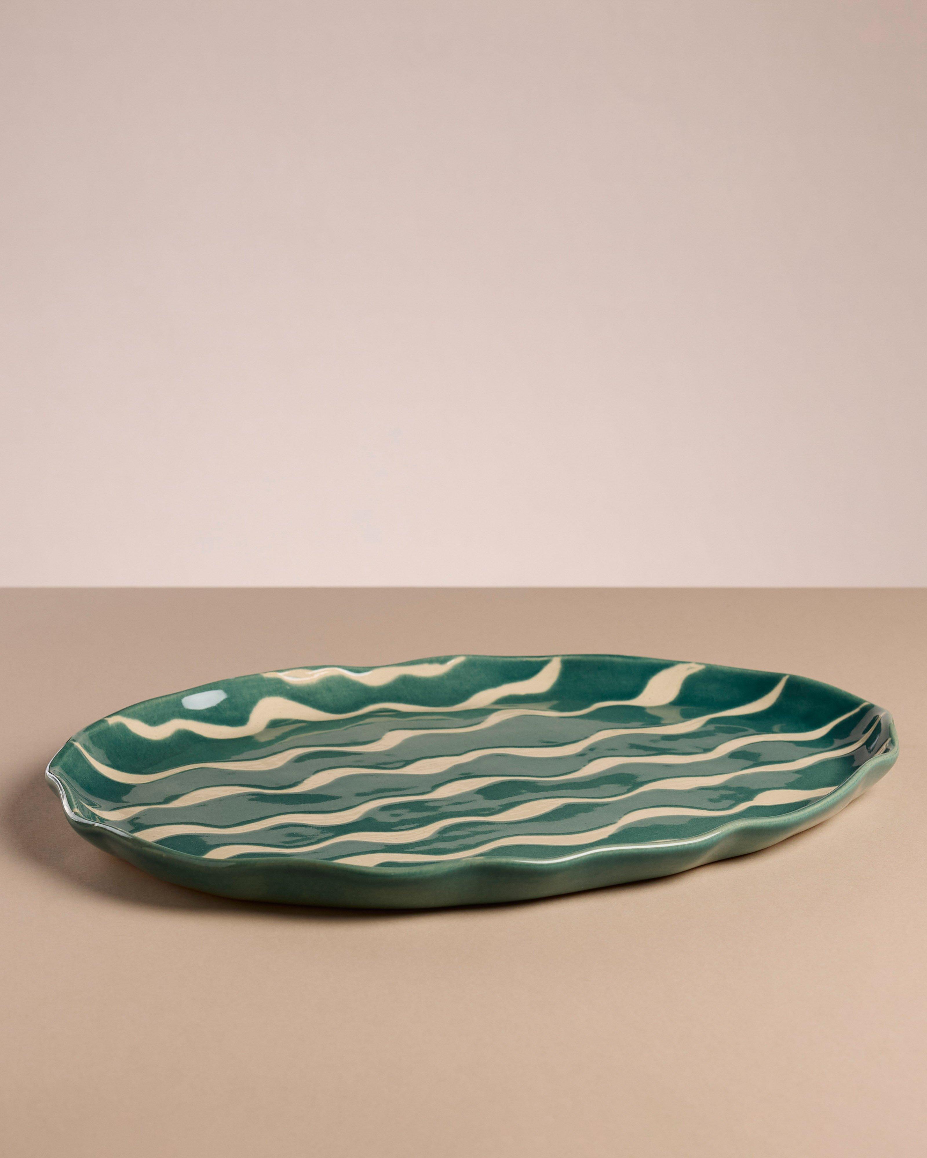 Flutter Large Oval Wiggle Platter -  Teal