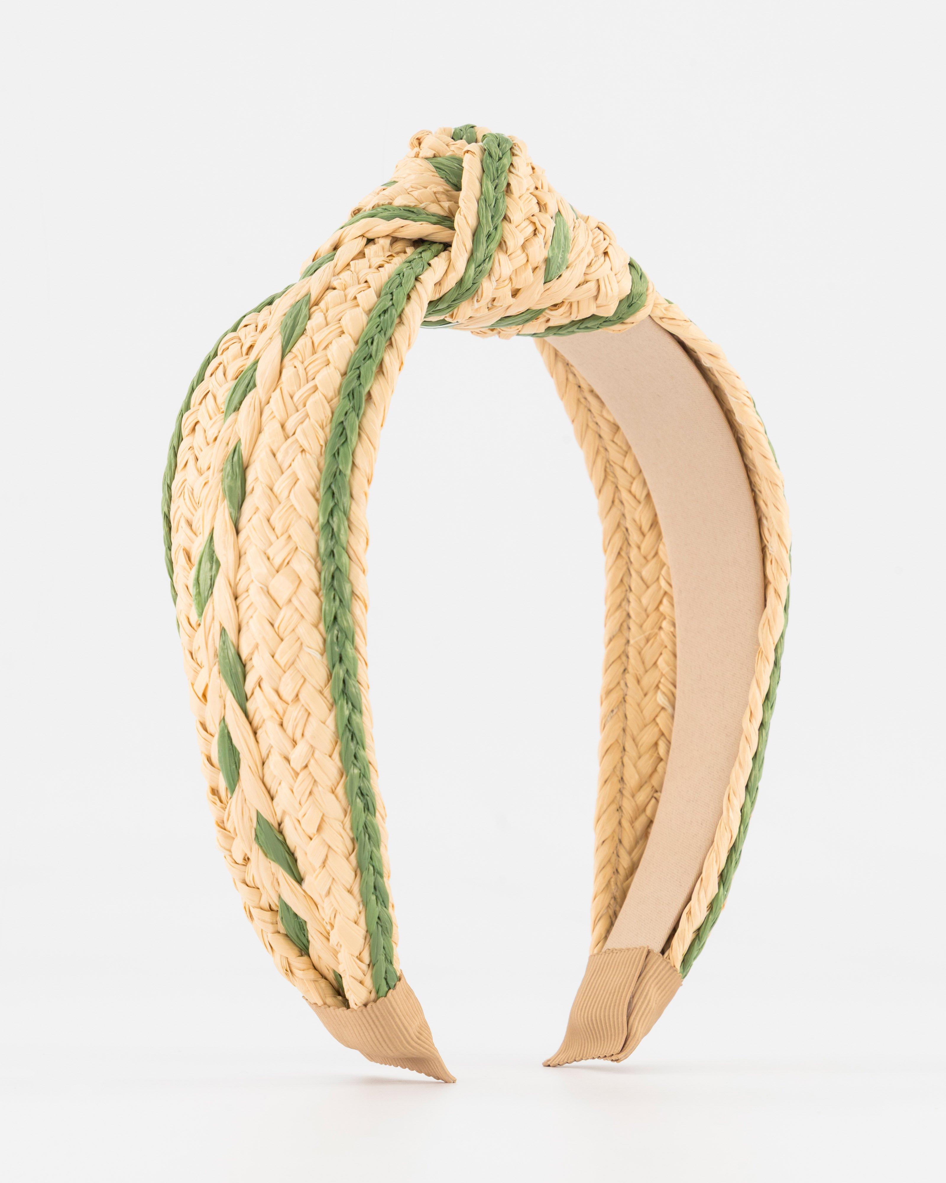 Top Knot Straw Hairband -  Tan