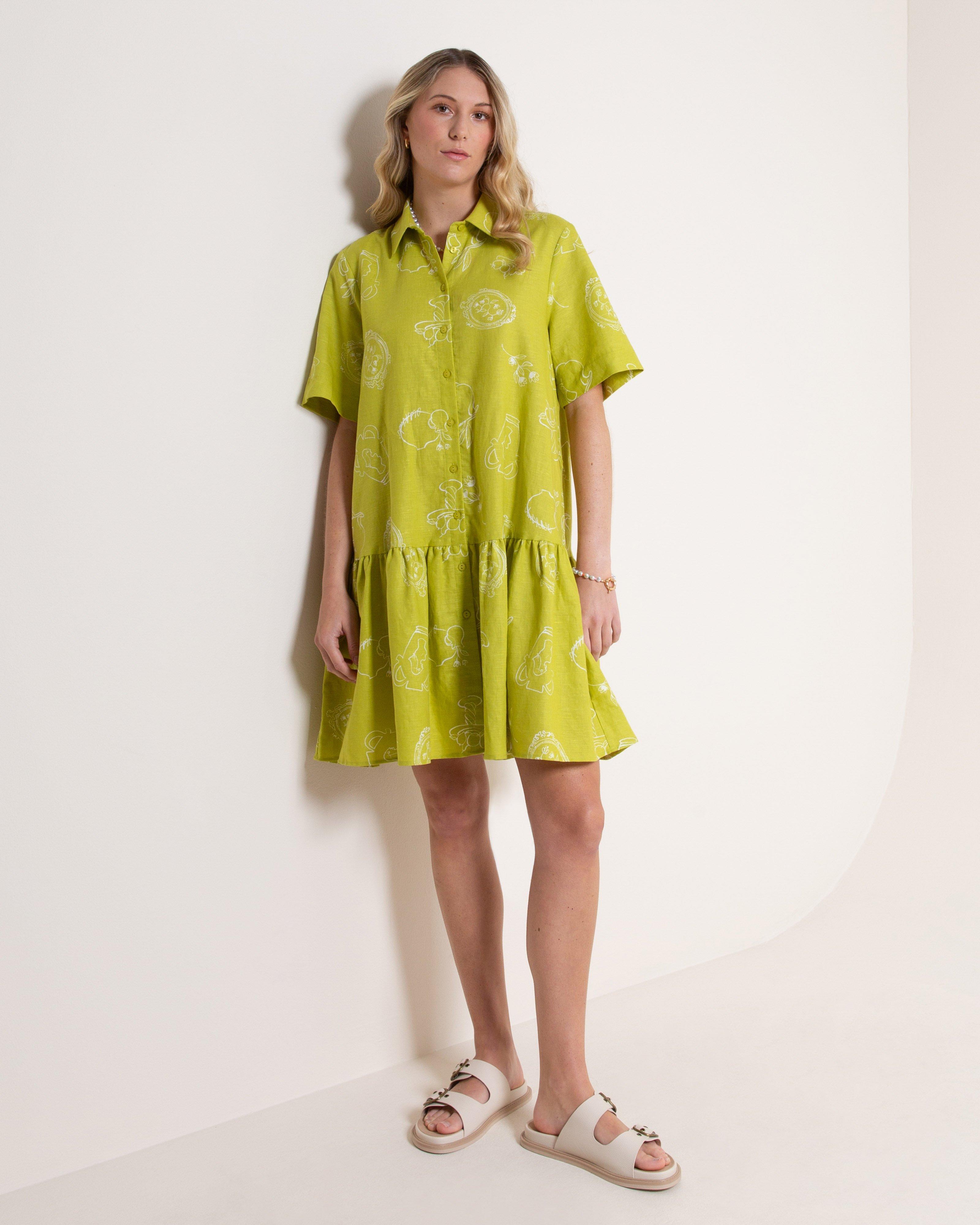 Old Khaki Women's Aimee Shirt Dress -  Chartreuse