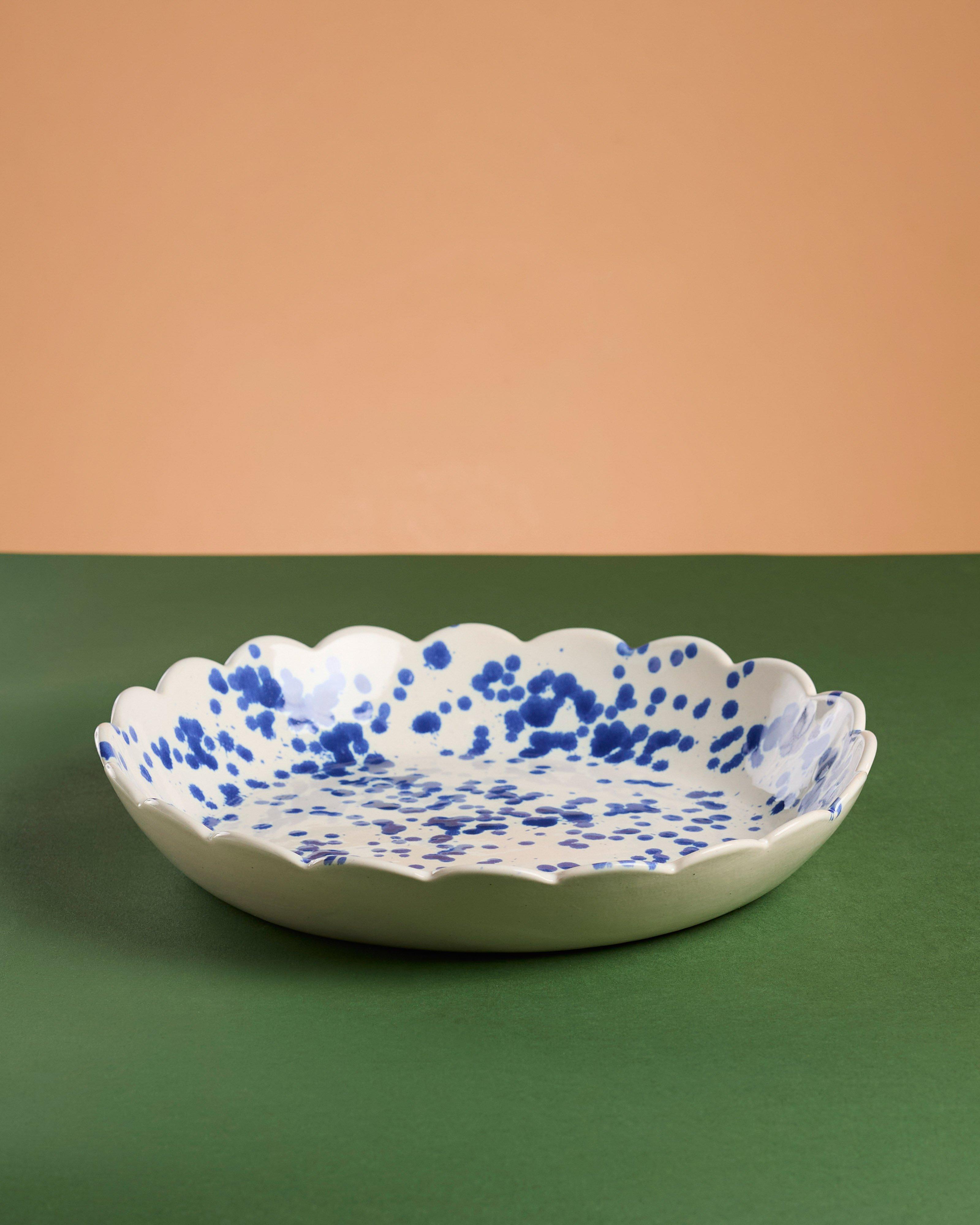 Acacia Medium Splatter Scallop Bowl -  Blue