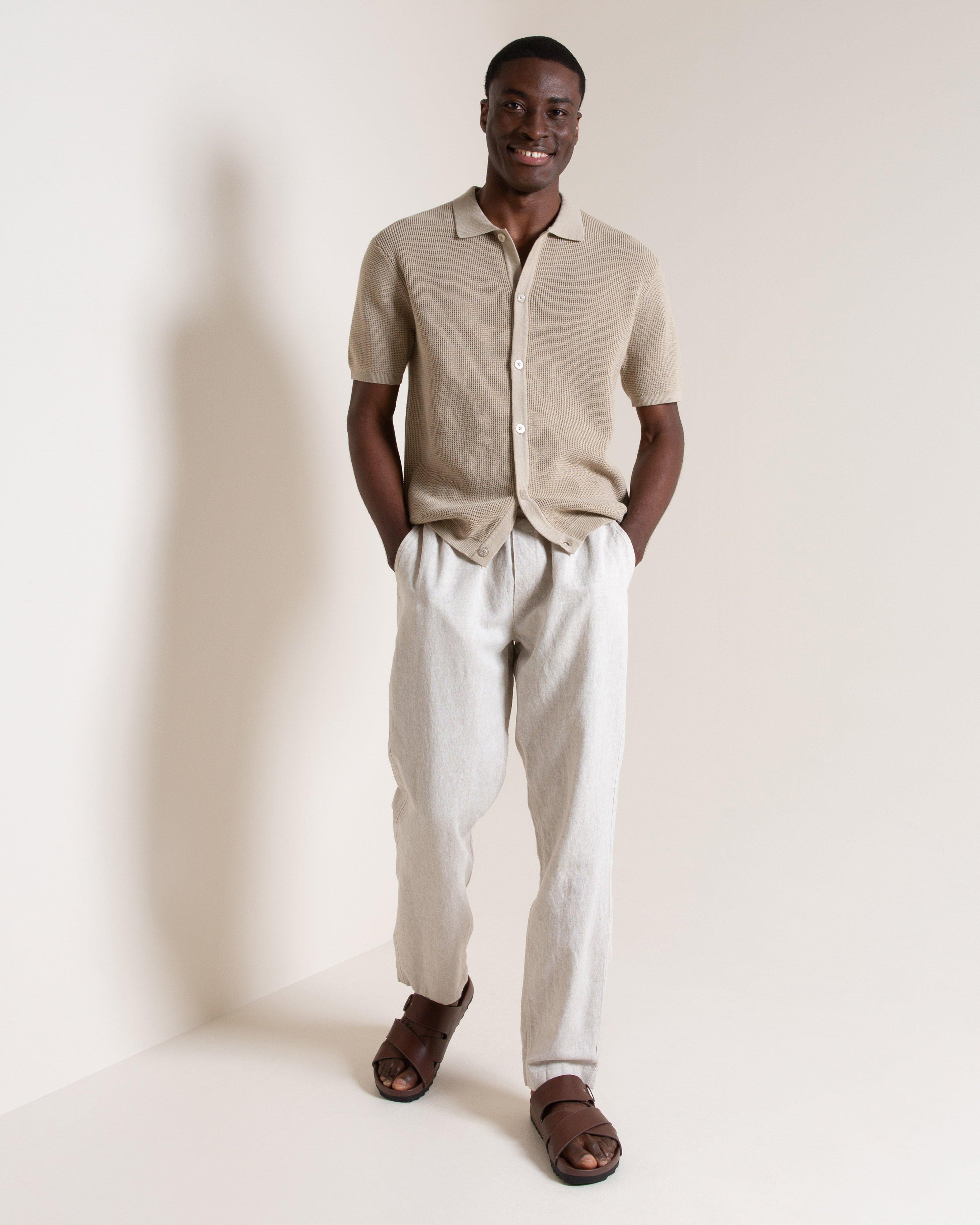 Men's Sizo Button Through Cable Knit | Old Khaki