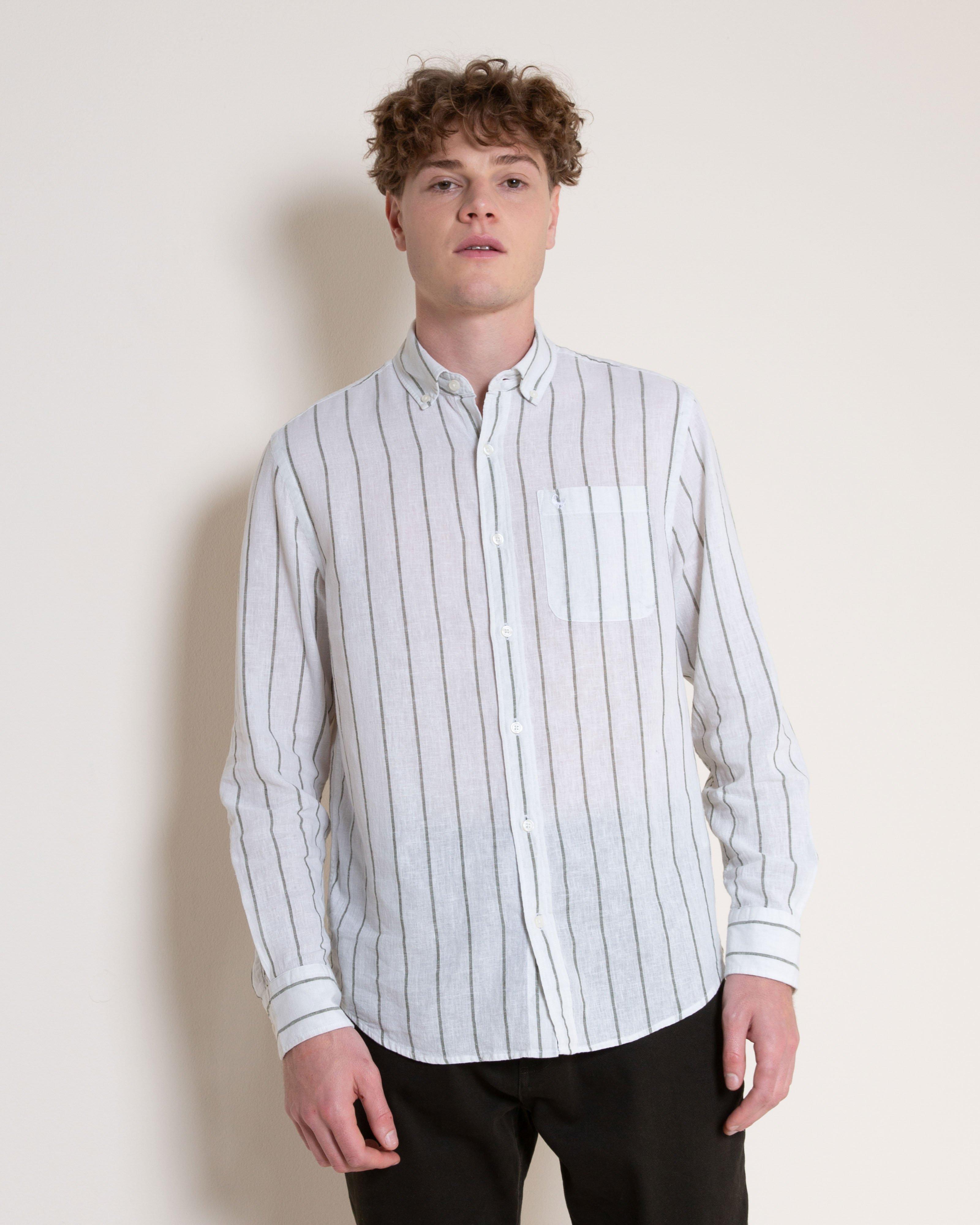 Men's Joe Cotton Linen Stripe Shirt | Old Khaki