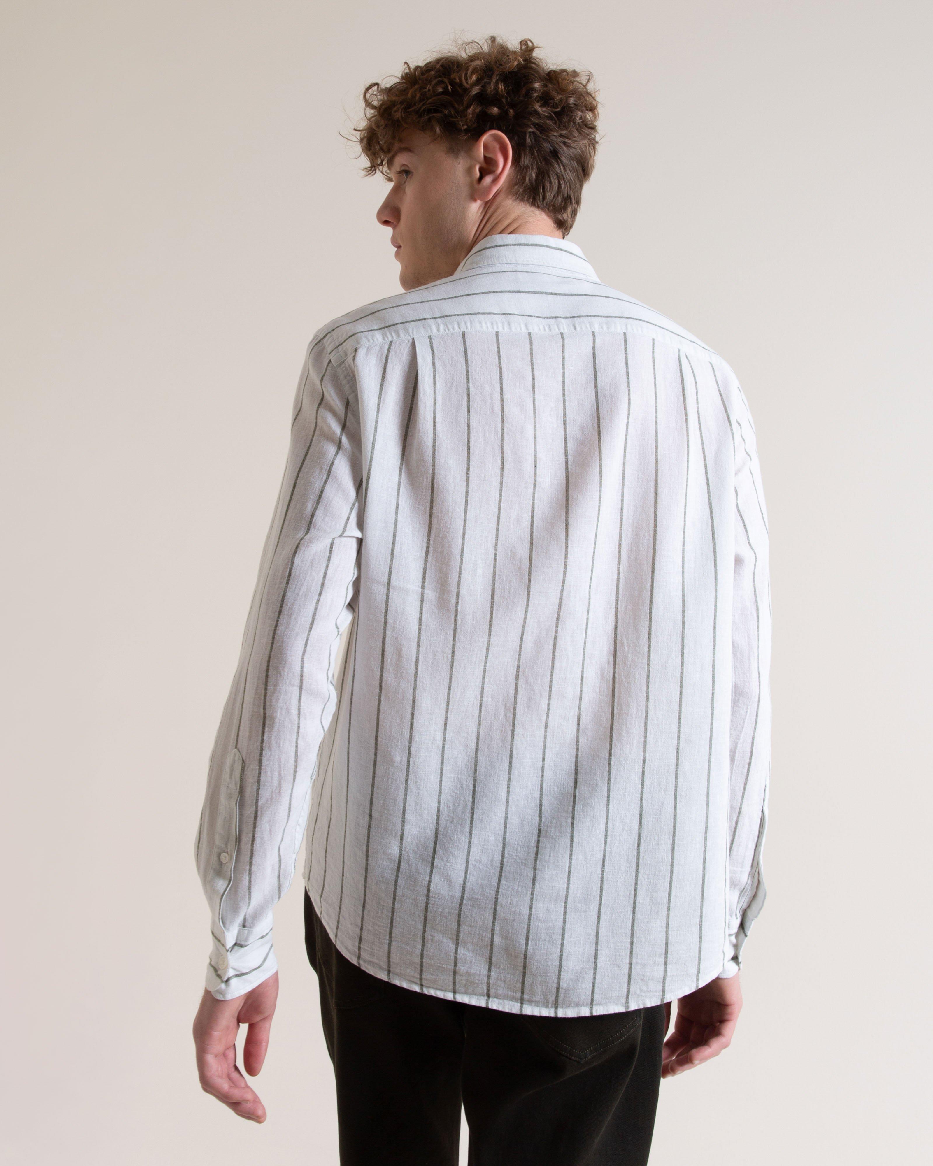 Men's Joe Cotton Linen Stripe Shirt | Old Khaki