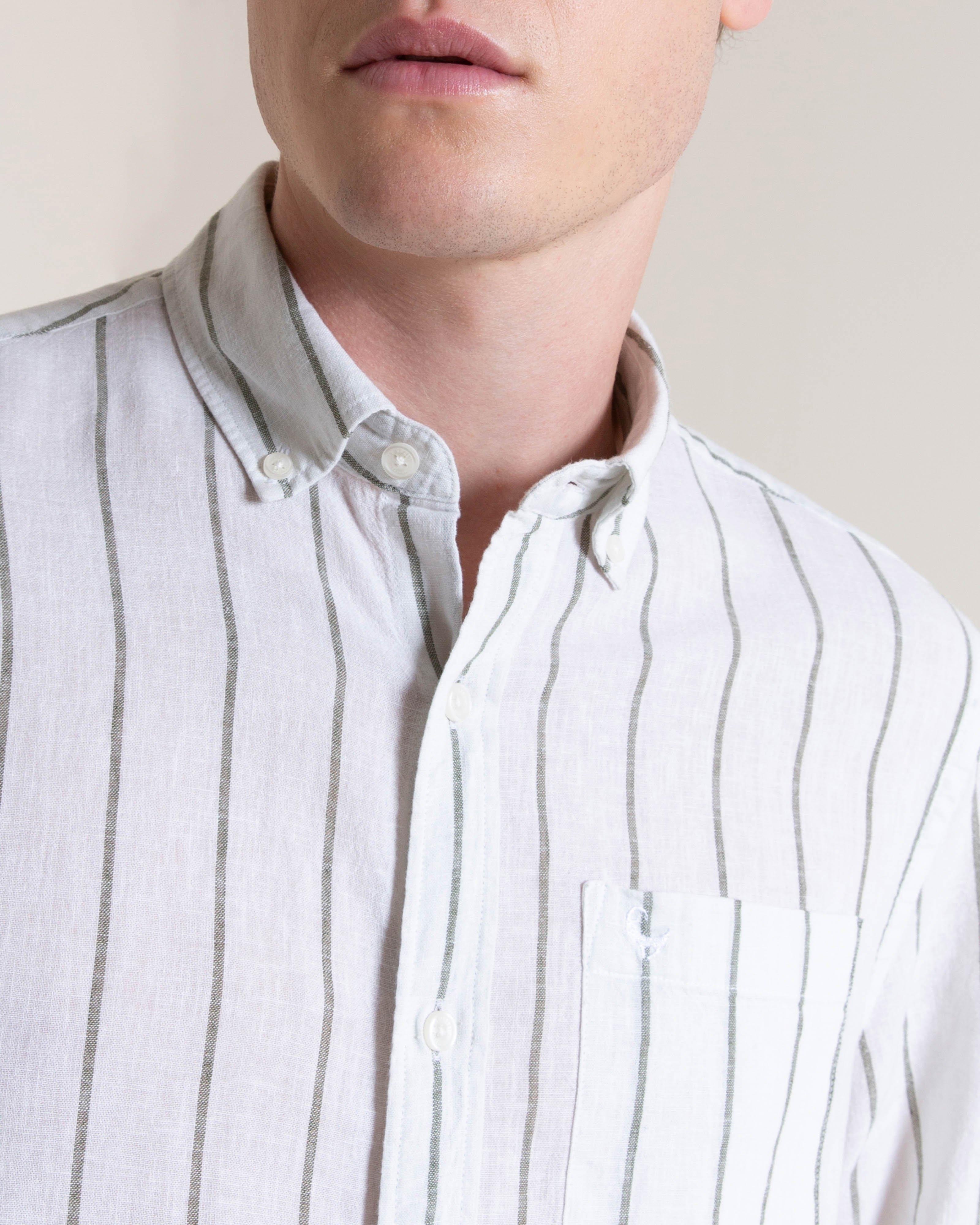 Men's Joe Cotton Linen Stripe Shirt | Old Khaki