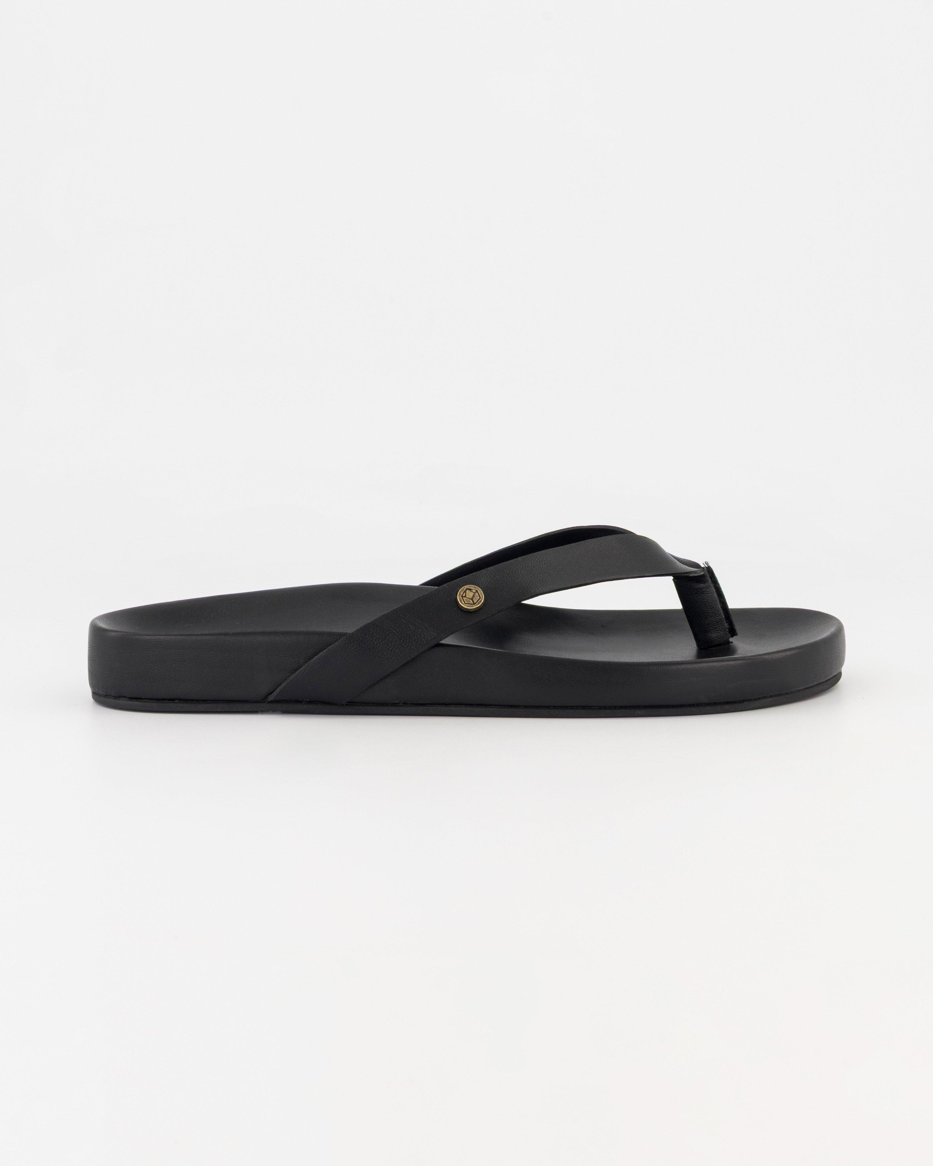 Rare Earth Women's Leather Flip Flops -  Black