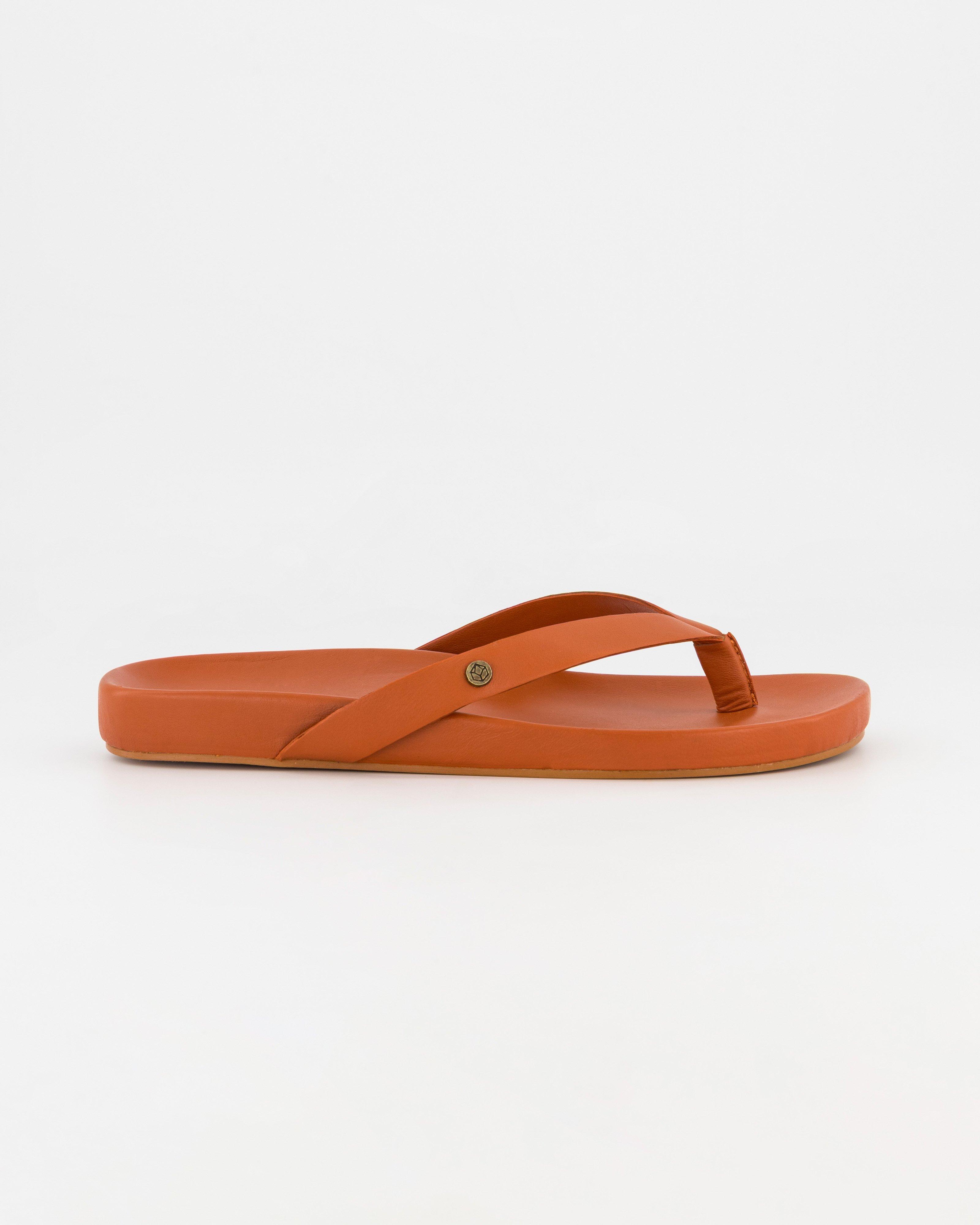 Rare Earth Women's Leather Flip Flops -  Orange
