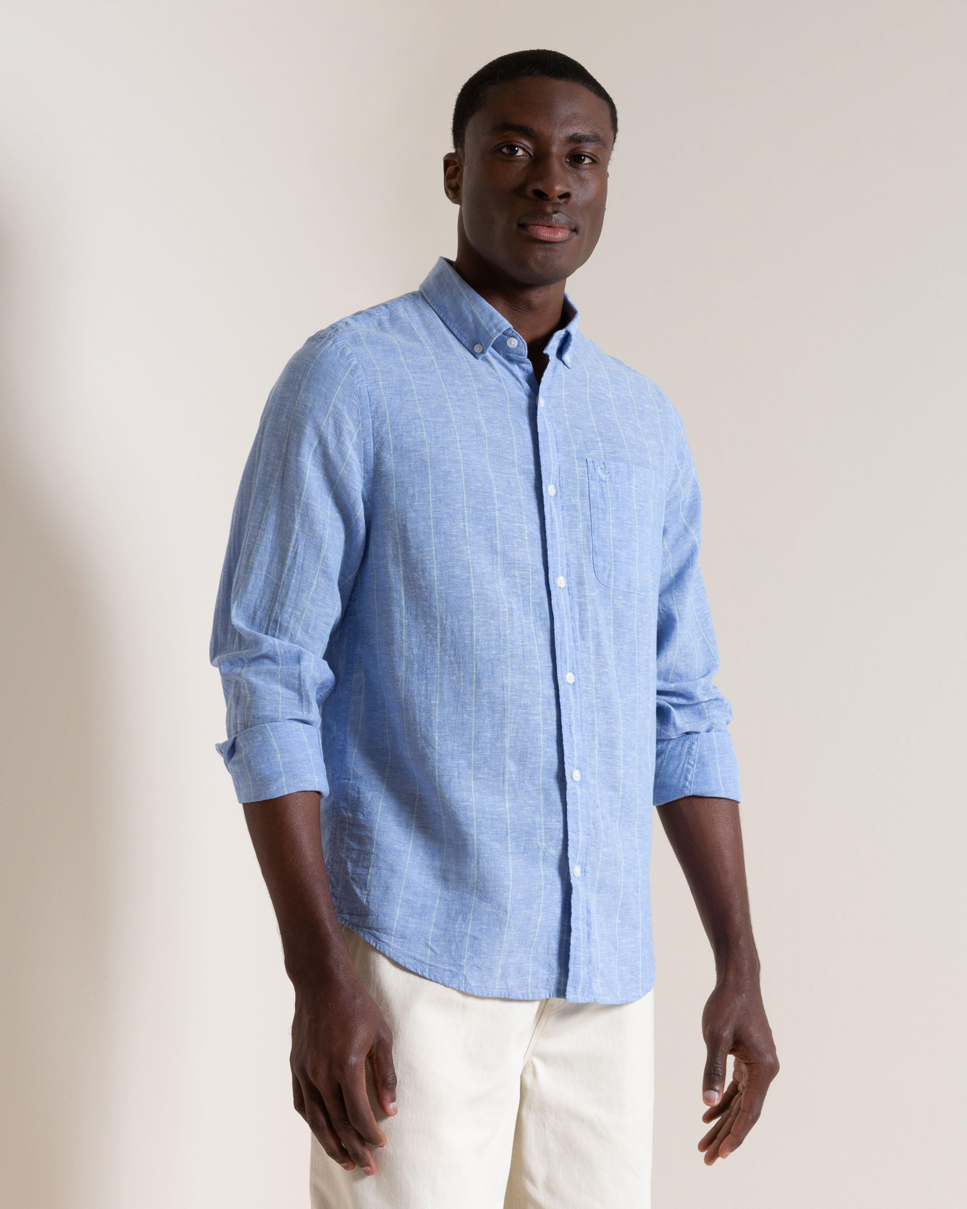 Men's Joe Cotton Linen Stripe Shirt | Old Khaki