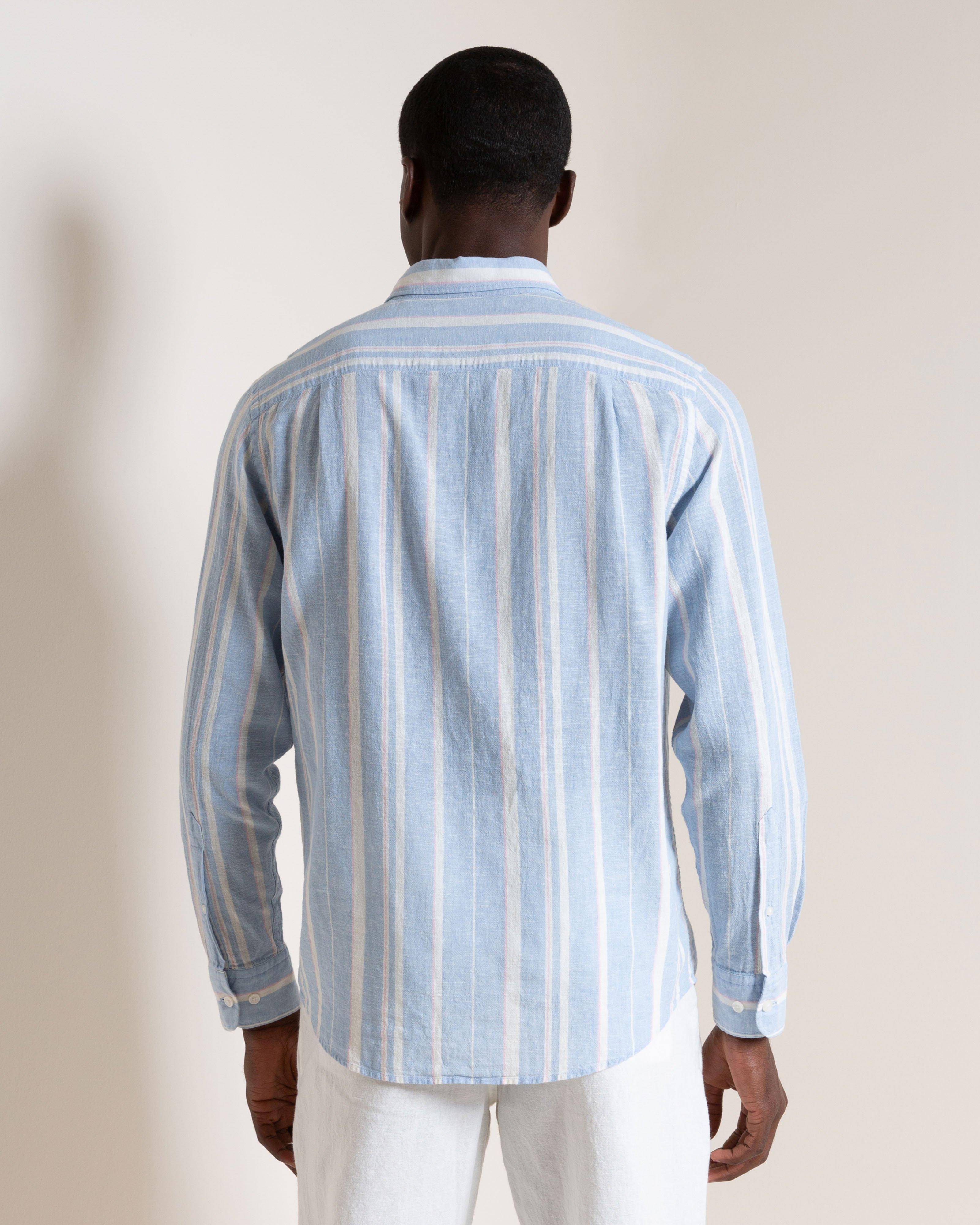 Men's Joe Cotton Linen Stripe Shirt | Old Khaki
