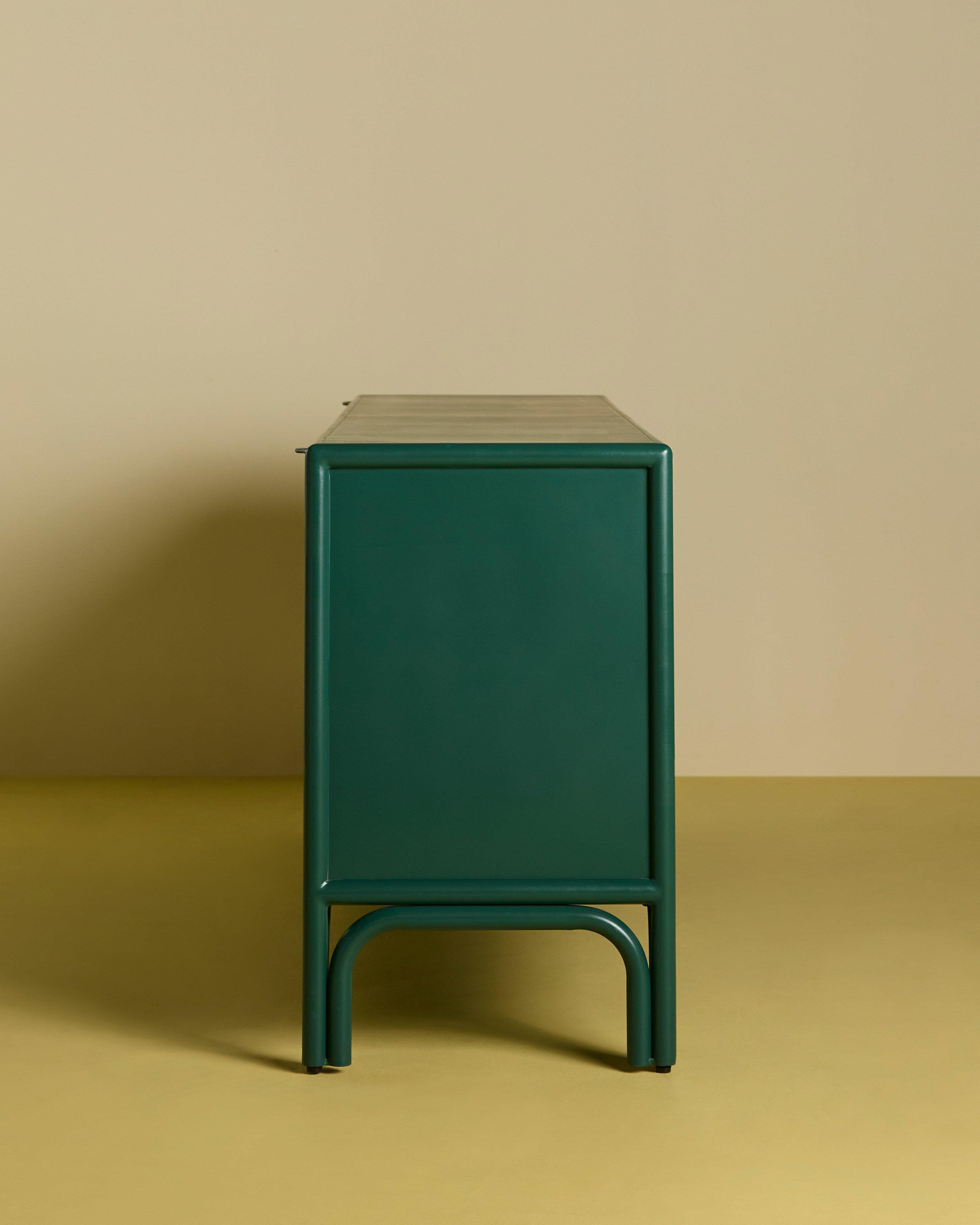  Deco Fabric Four Door Sideboard -  Green