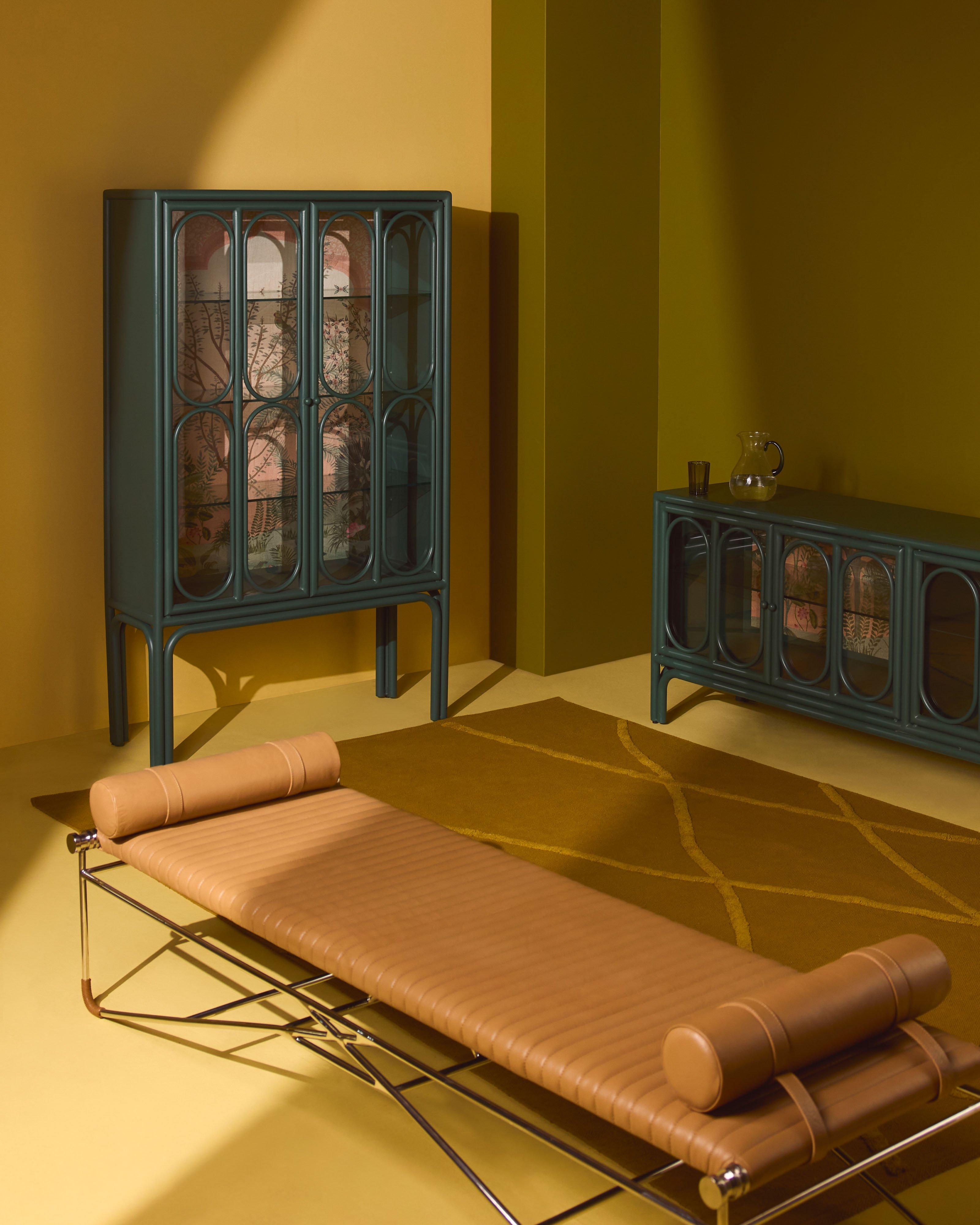  Deco Fabric Four Door Sideboard -  Green