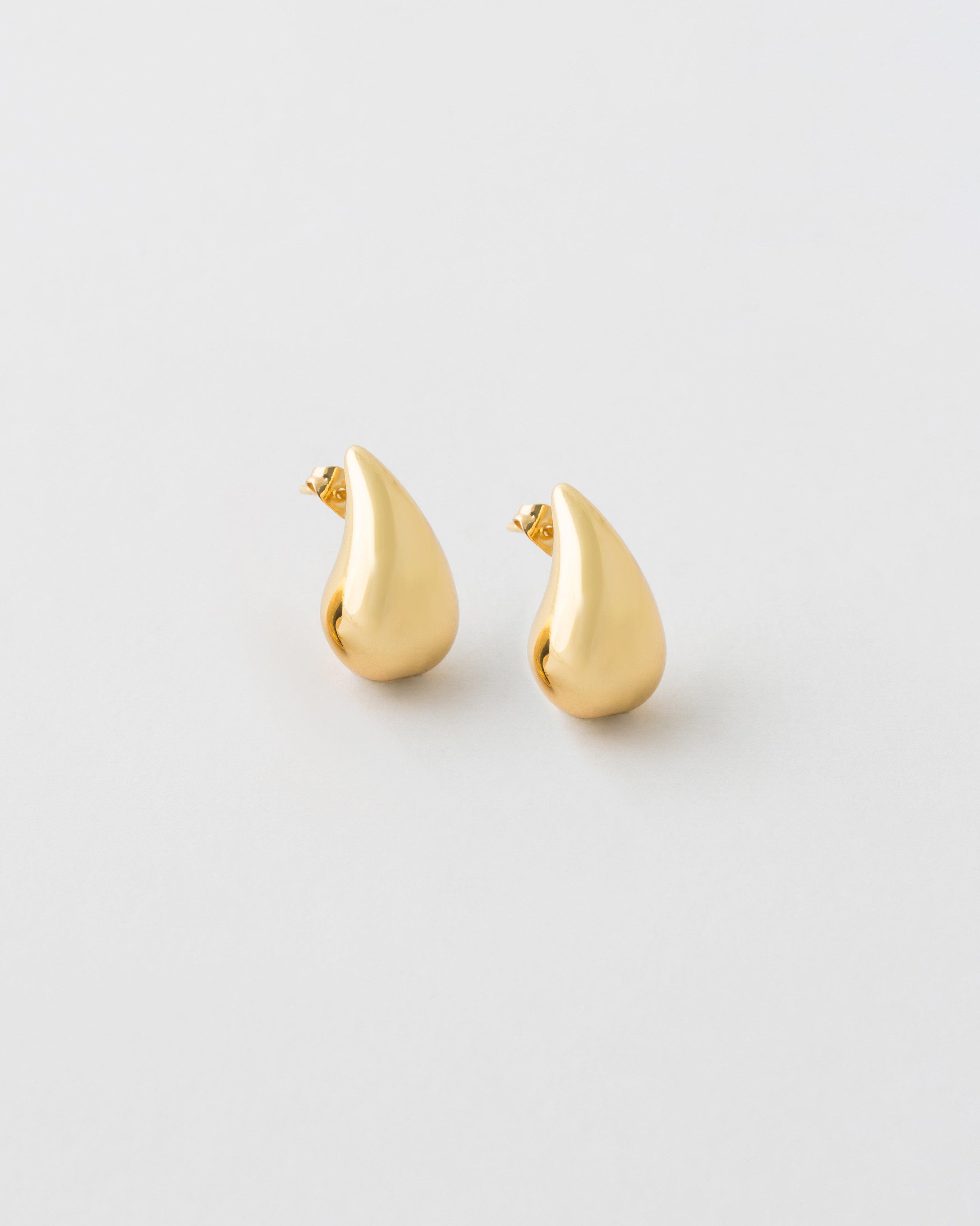 Stainless Steel Nugget Stud Earrings -  Gold