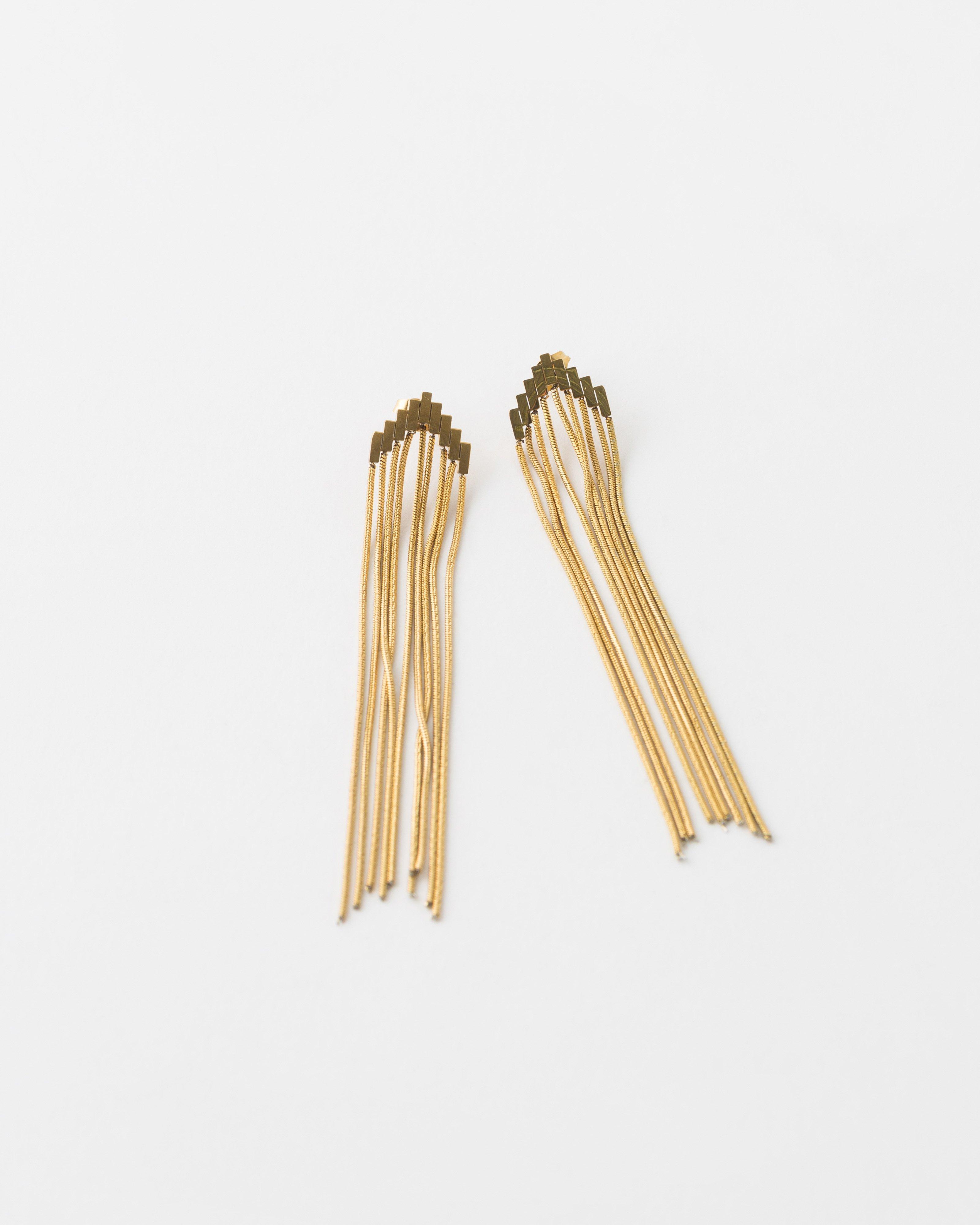 Stainless Steel Dangle Earrings  -  Gold