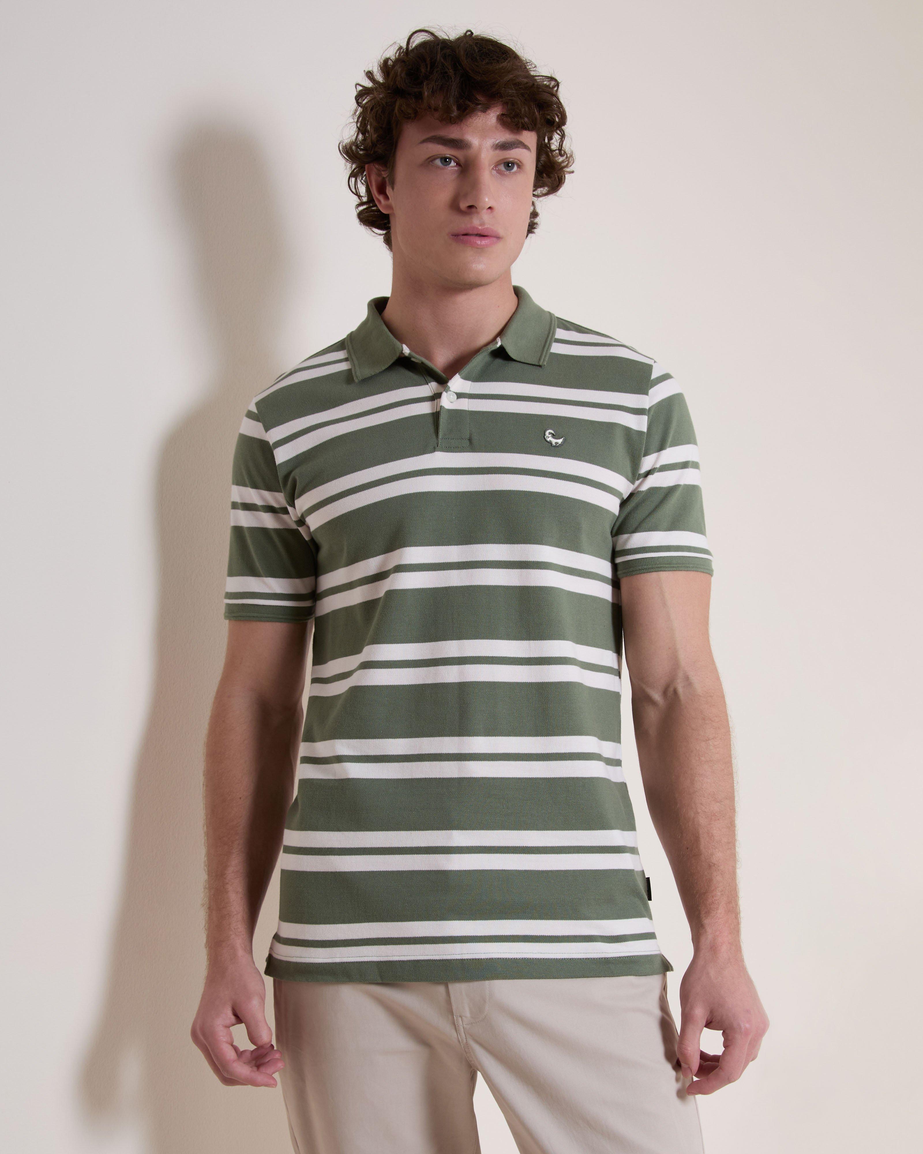 Old Khaki Men’s Andrew Striped Golfer -  Milk