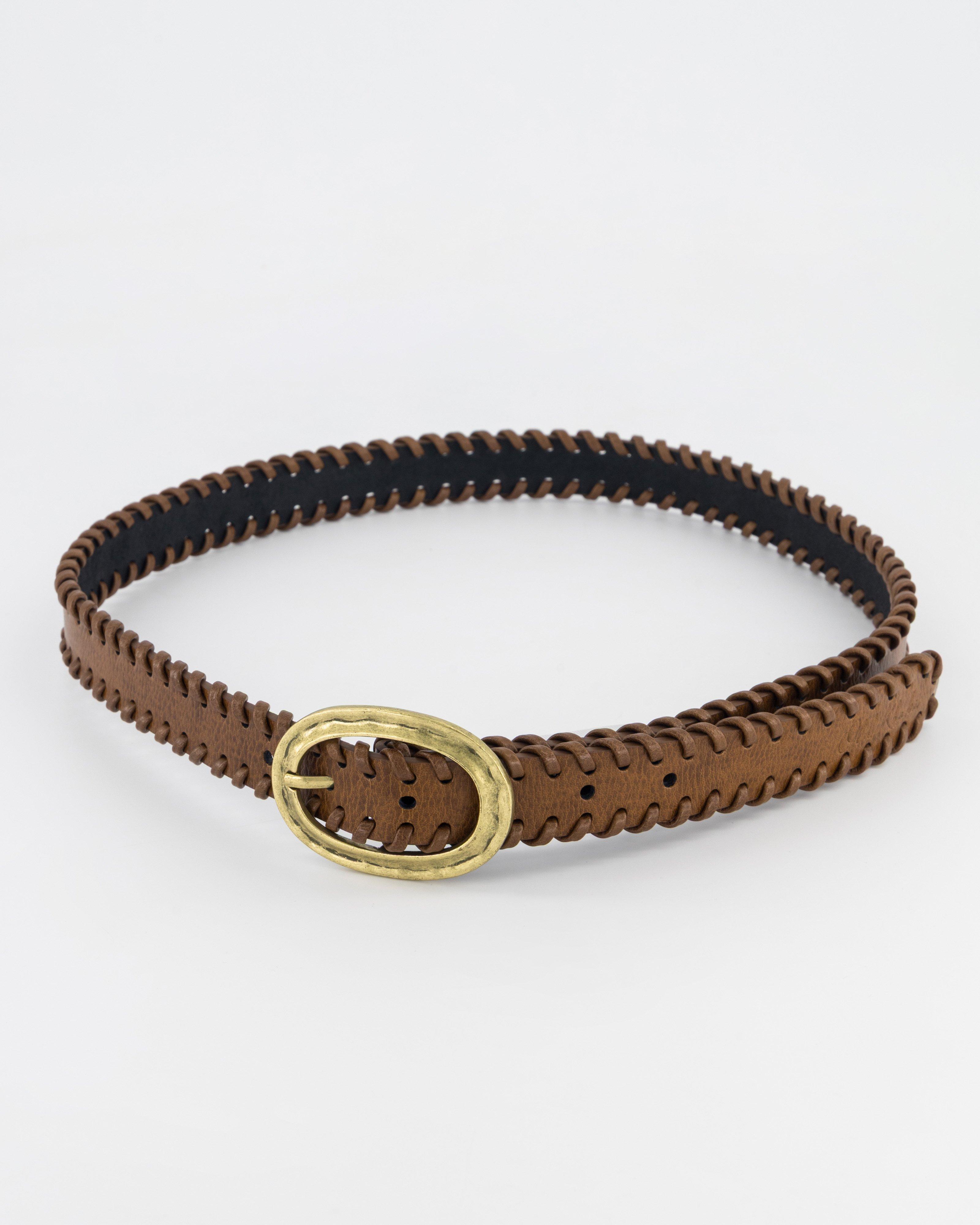 Womne's Sonia Whipstitch Leather Belt | Old Khaki