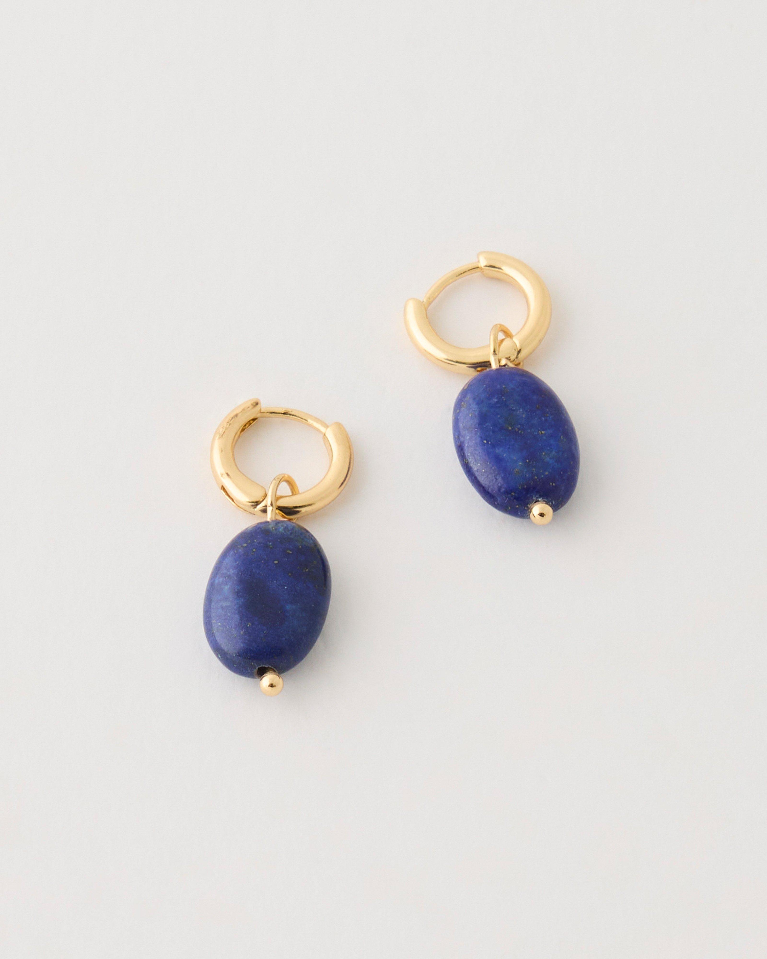 Natural Stone Drop Earrings -  Blue