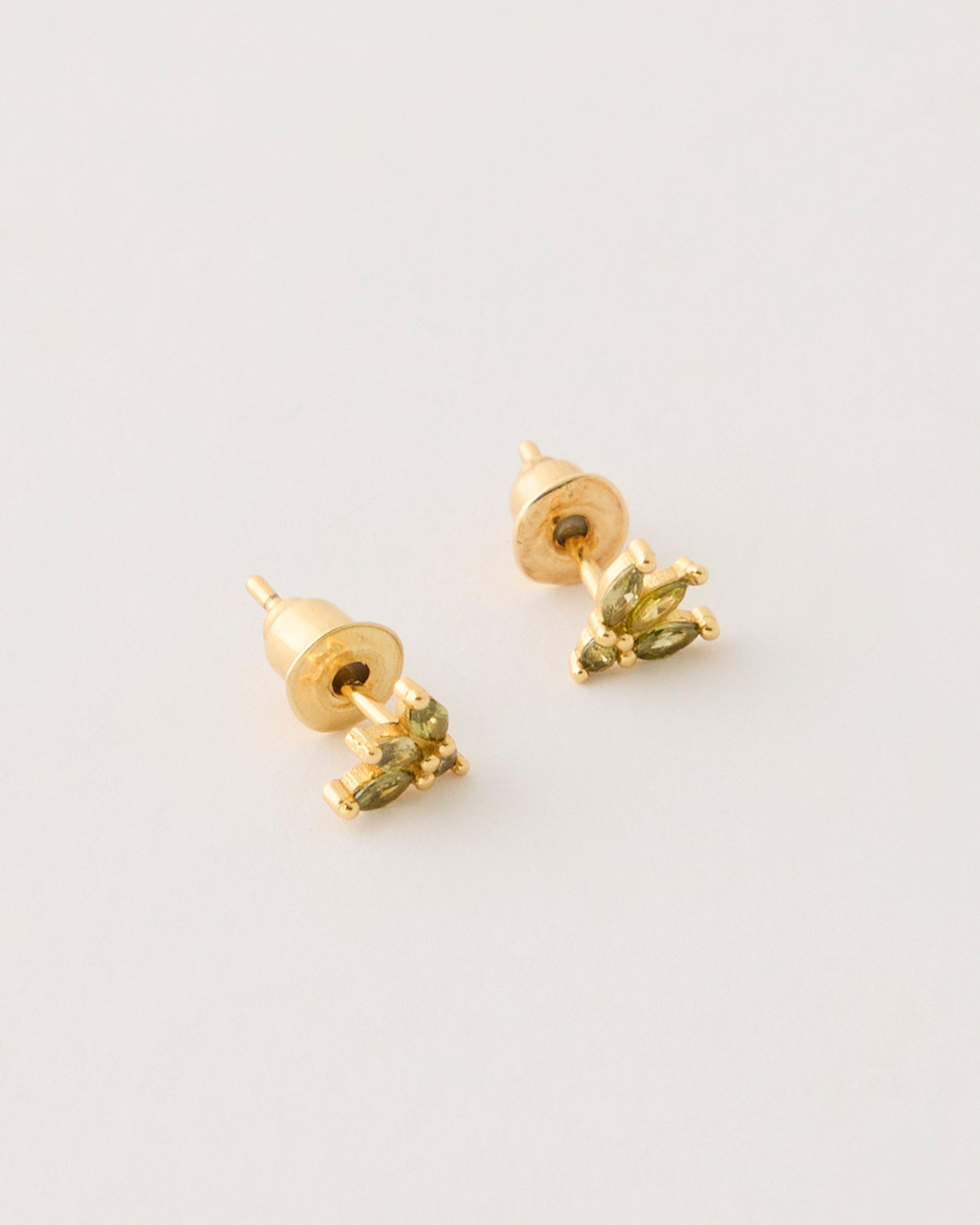 Sterling Silver Trio Flower Stud Earrings -  Khaki