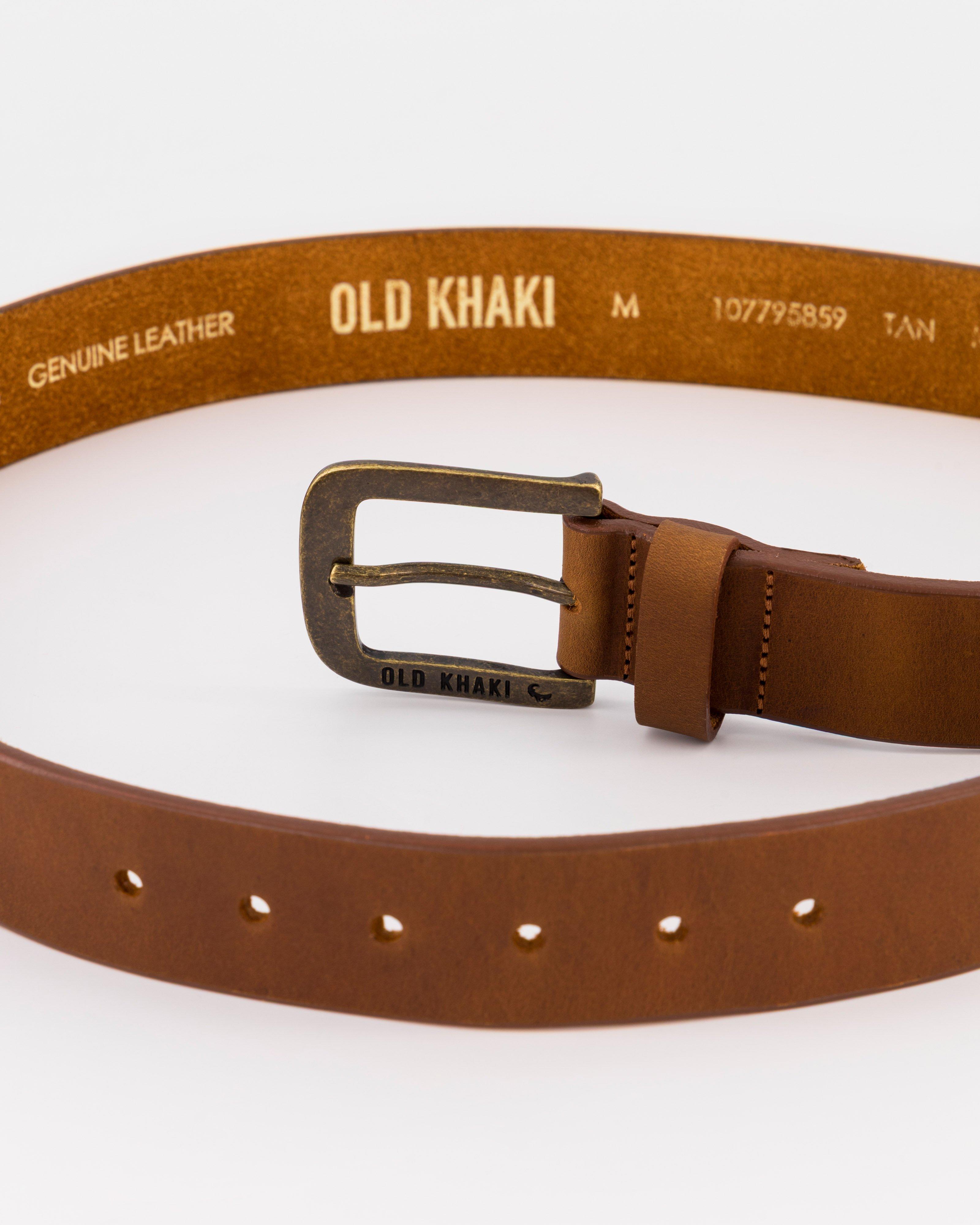 Men's Ben Brass Buckle Leather Belt | Old Khaki