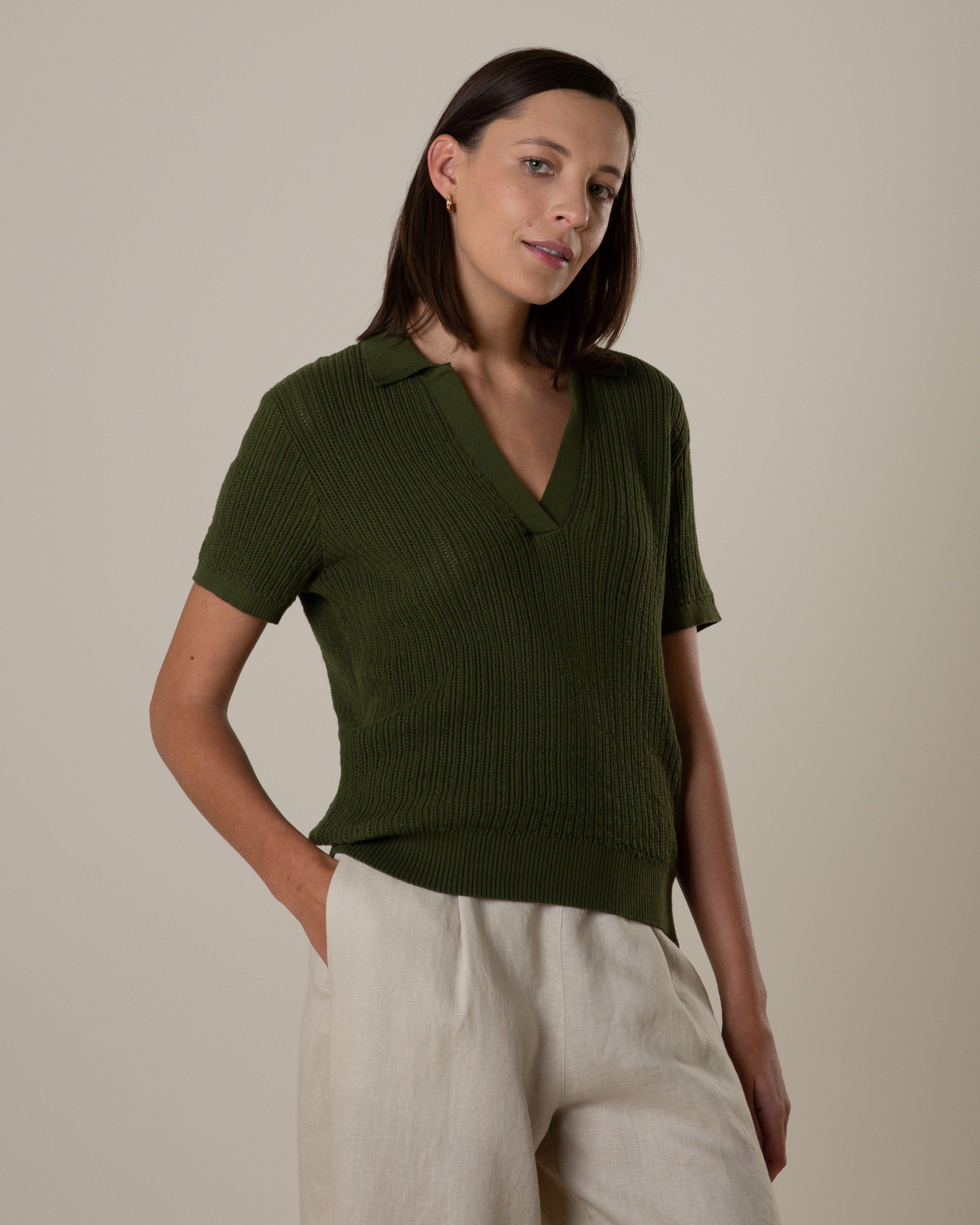 Rare Earth Women's Flynn Knitwear Polo Top -  Fatigue