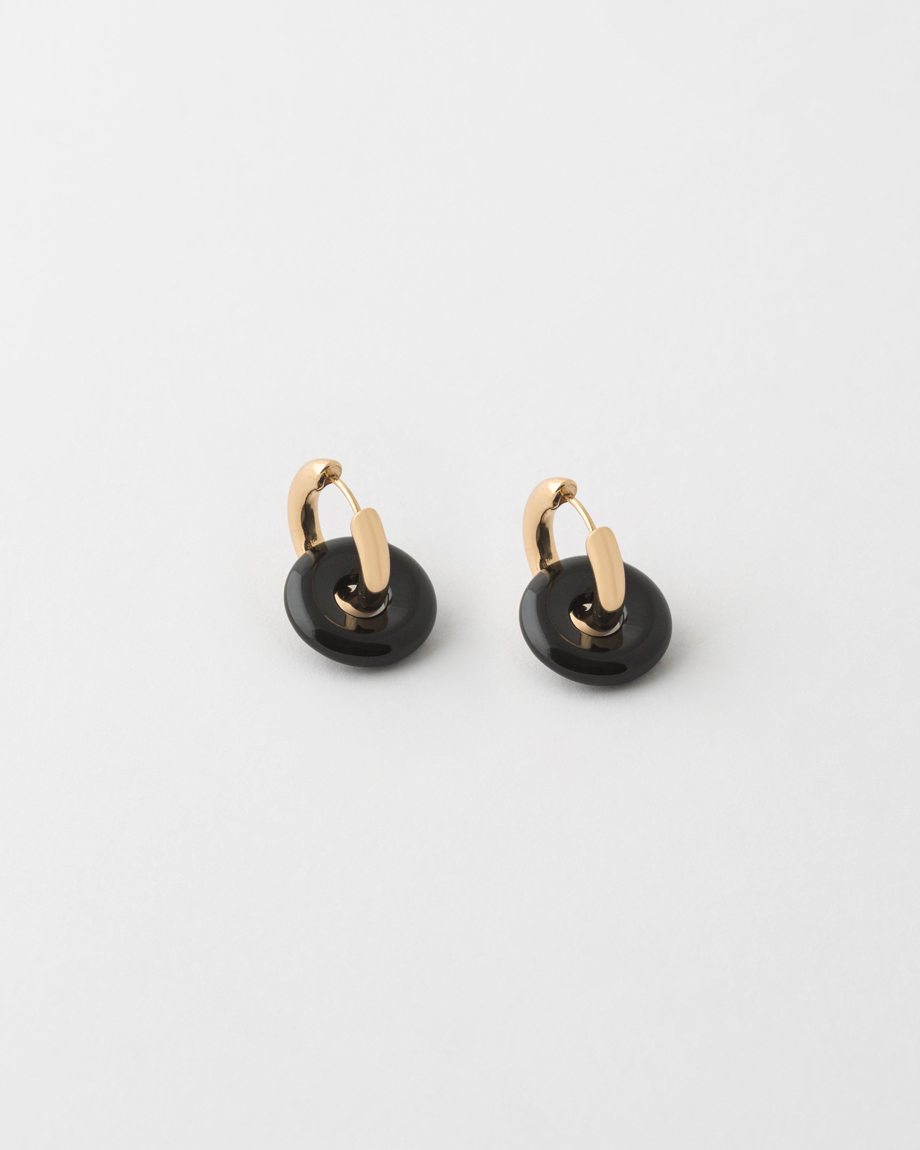 Gold Resin Ring Earrings  -  Gold