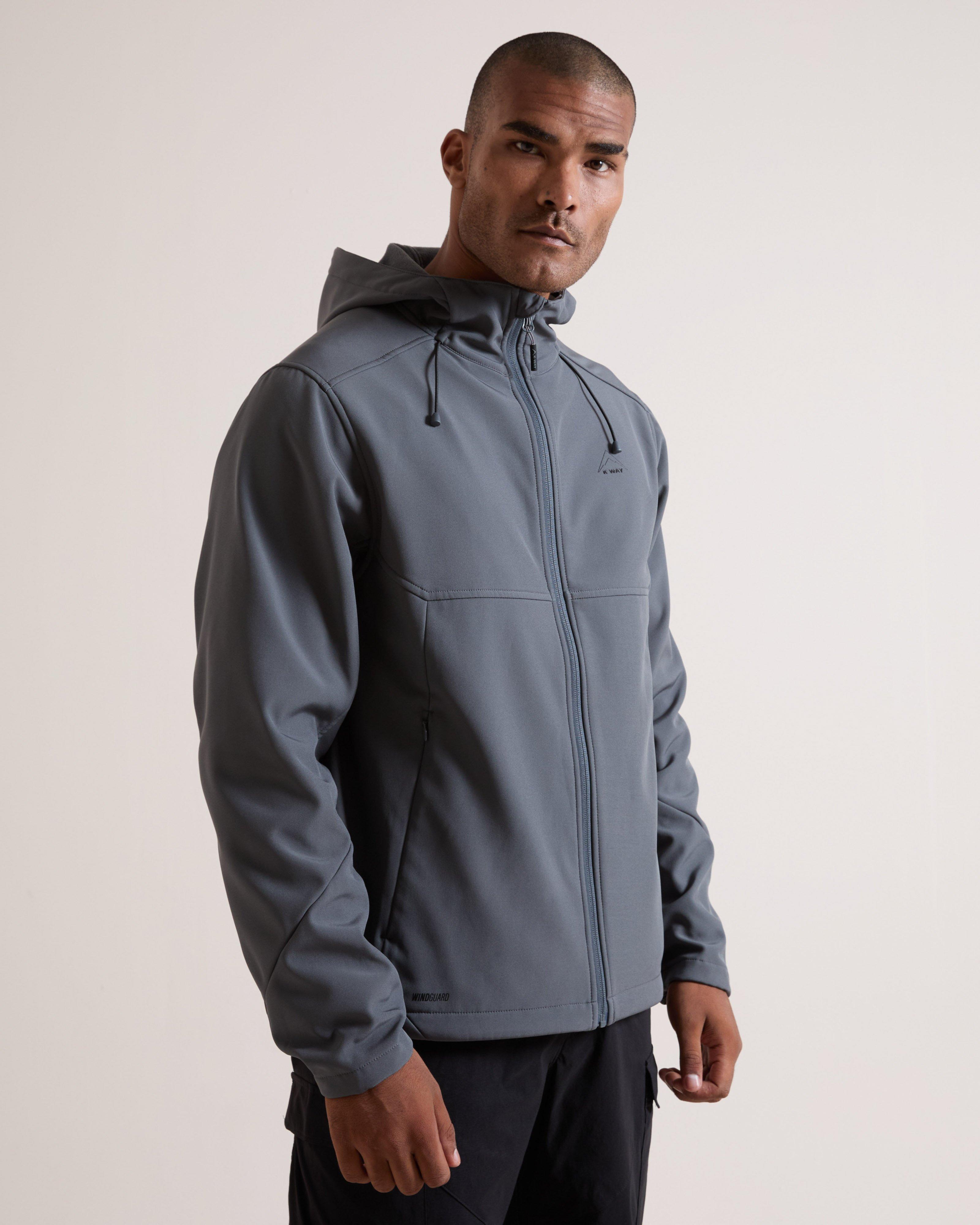 K-WAY Men's Aiden 2-Ply Softshell Jacket - Dark Charcoal - Cape