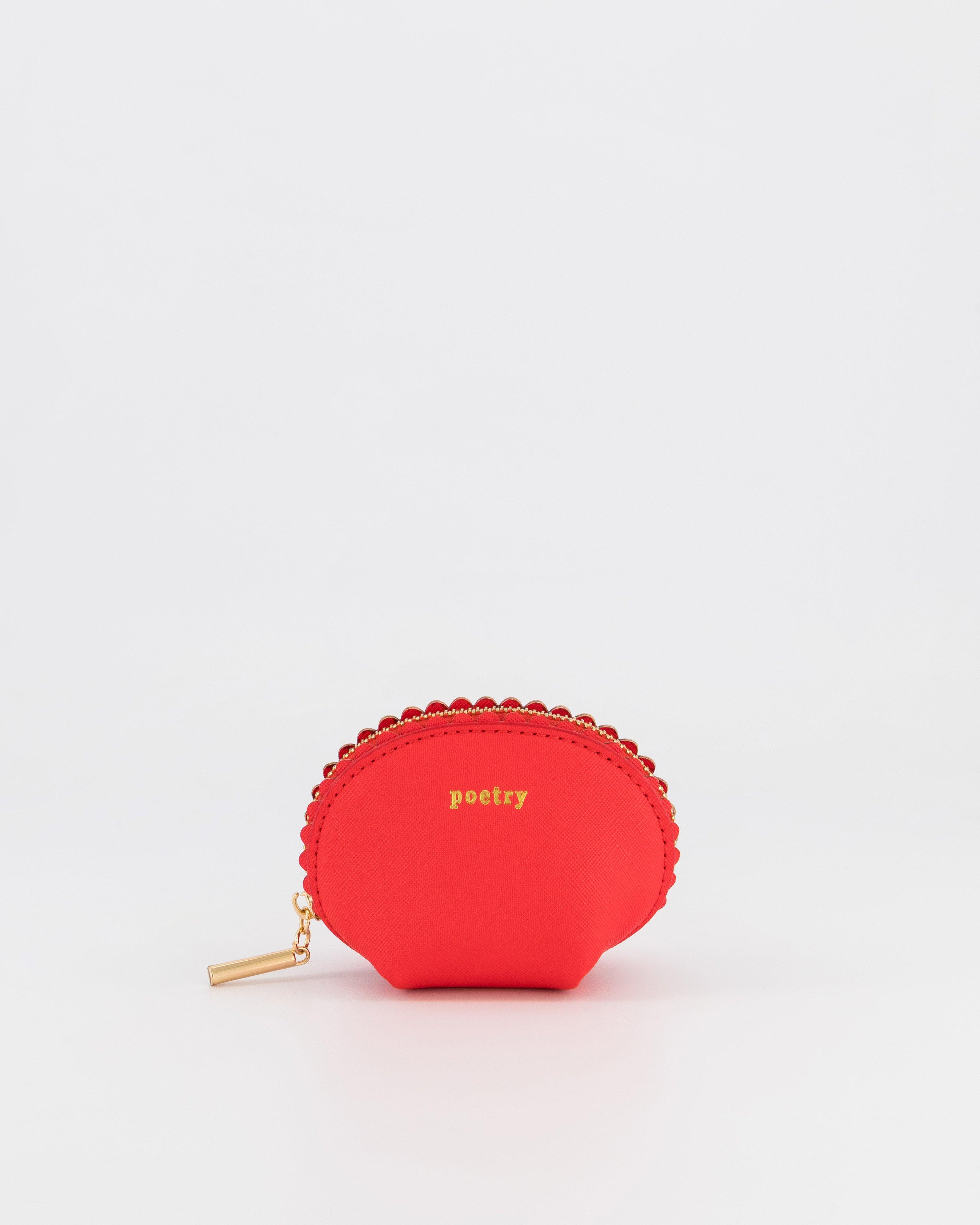 Sharlene Small Scalloped Pouch -  Red