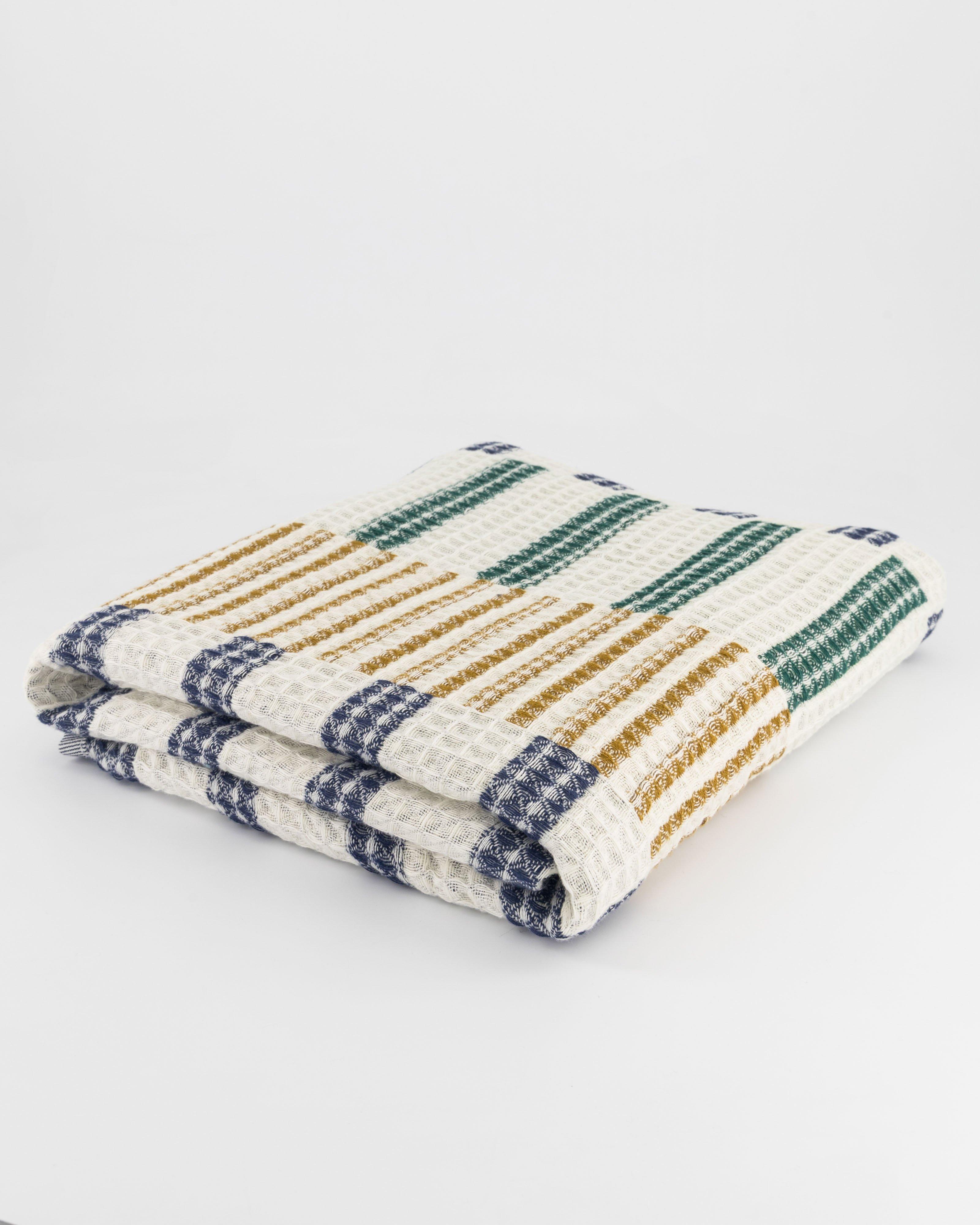 Old Khaki Beach House Striped Beach Towel -  Bottle Green