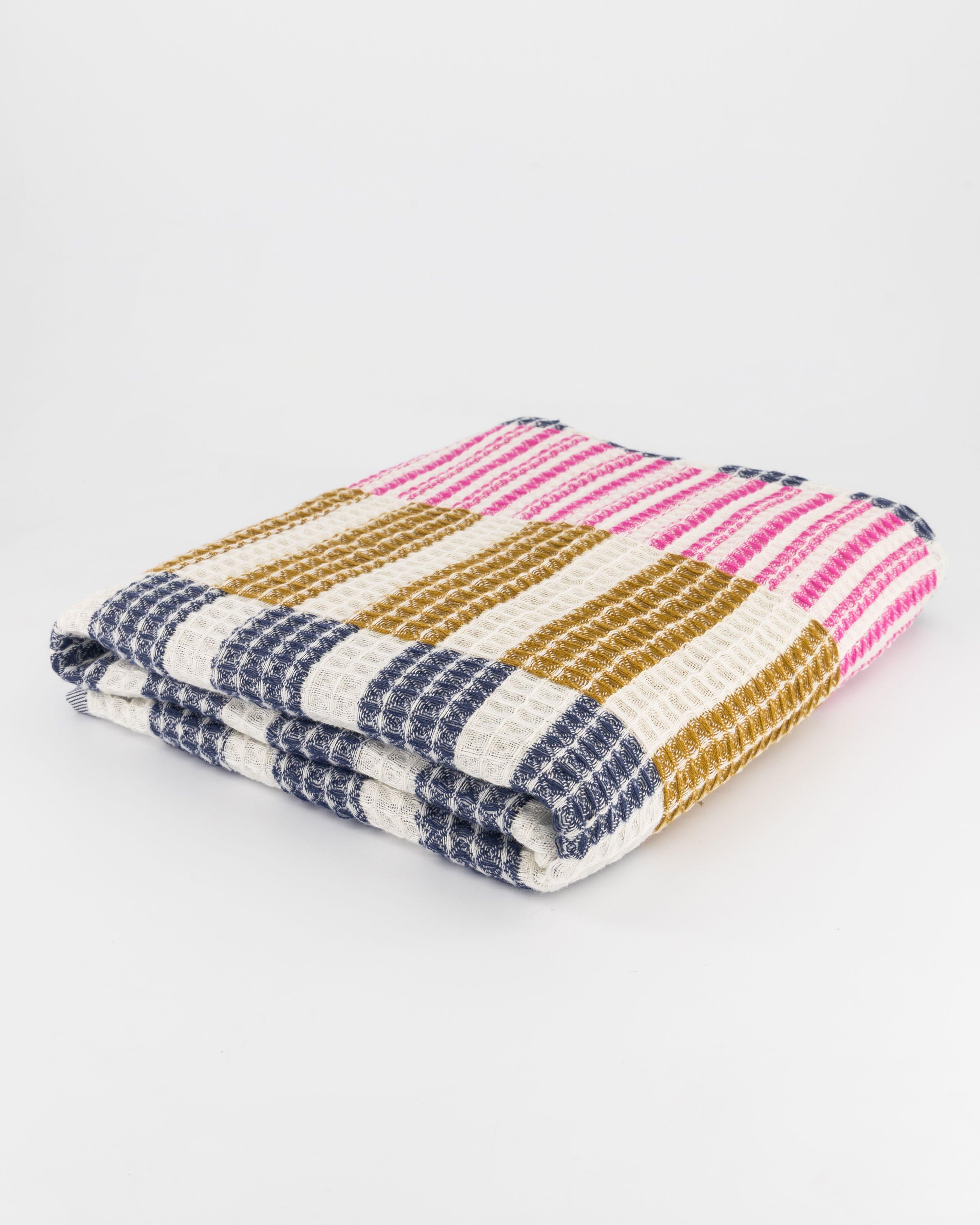 Old Khaki Lake Side Striped Beach Towel -  Pink