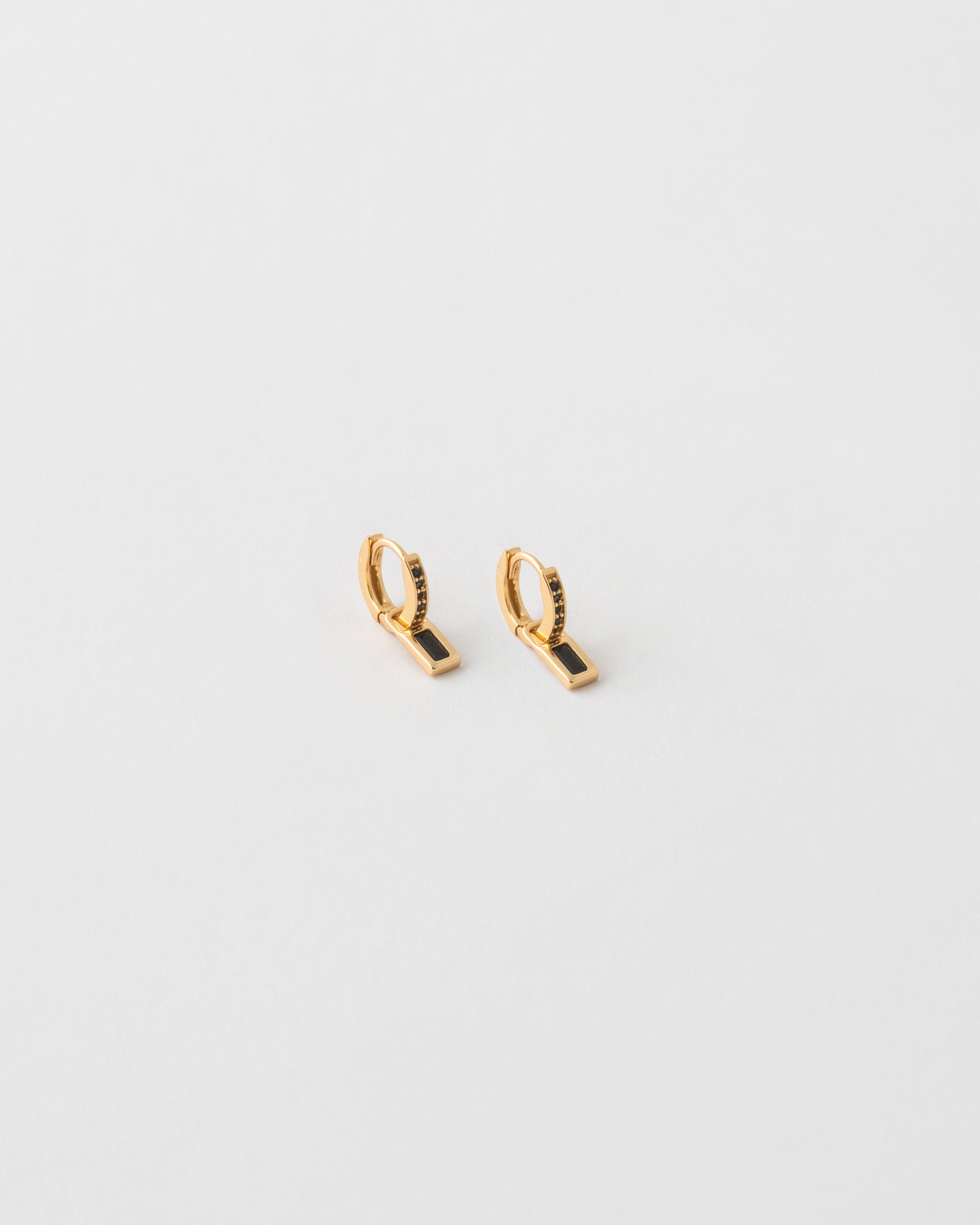 Sterling Silver Rectangular Stone Drop Earrings -  Brown