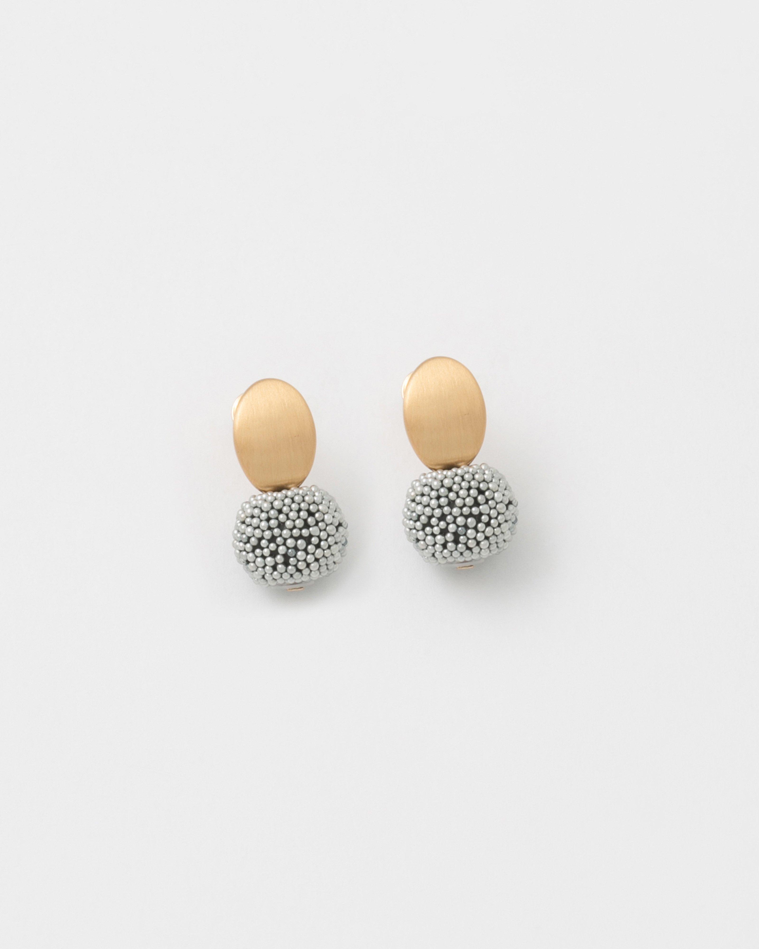 Oval Brushed Disk & Textured Circular Drop Earrings -  Black