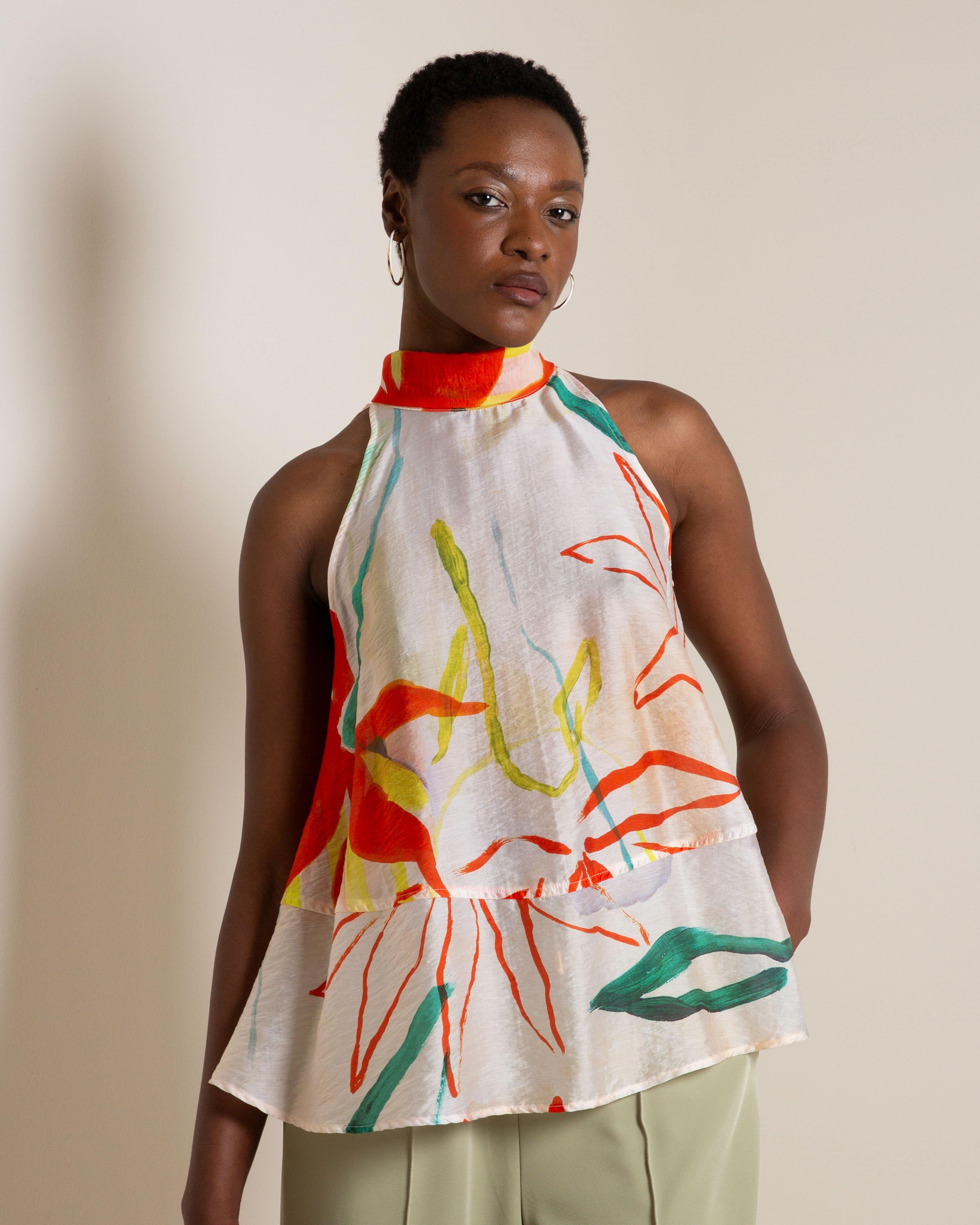 Molly Printed Popover Blouse -  Assorted