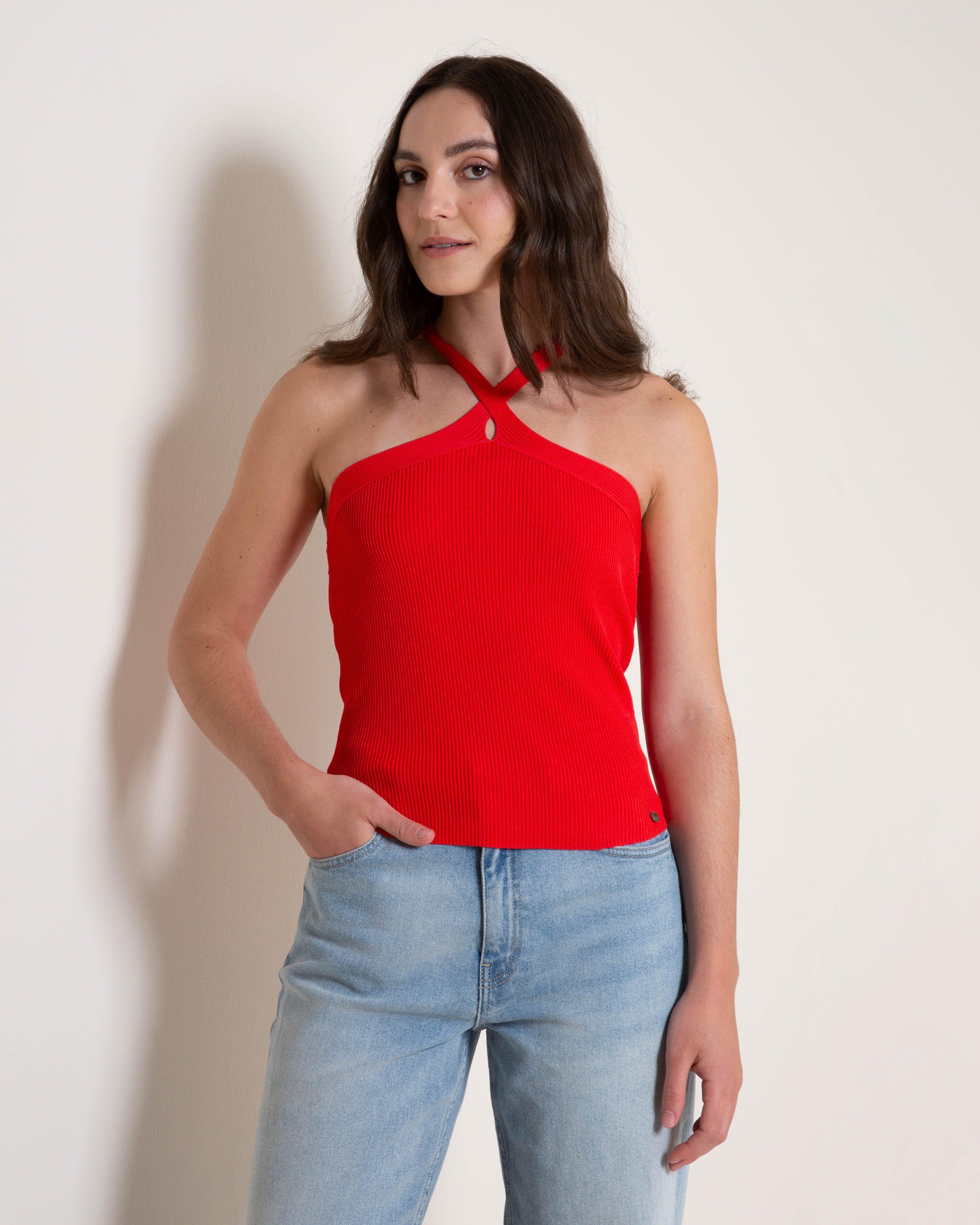 Women's Clara Halter Neck Top | Old Khaki