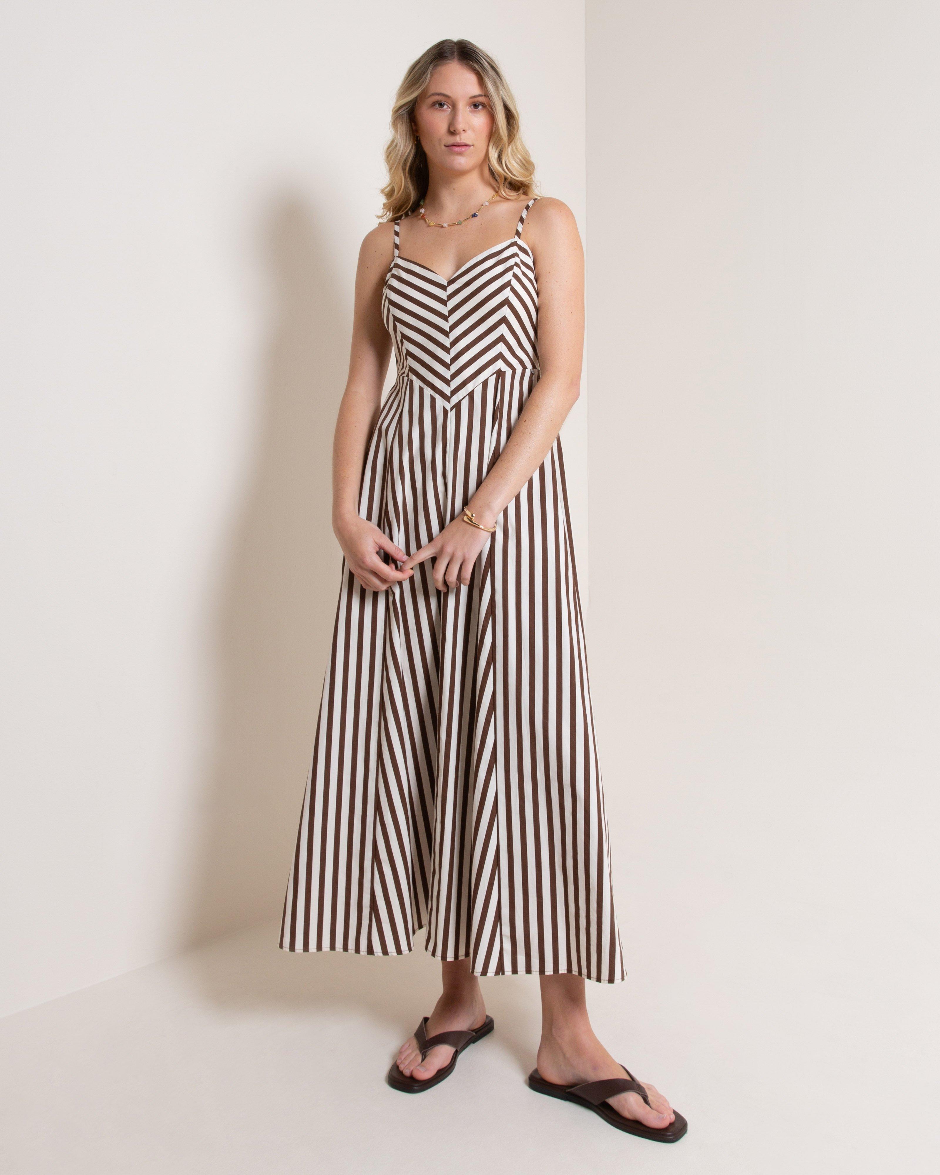 Old Khaki Women's Nessy Stripe Maxi Dress -  Brown