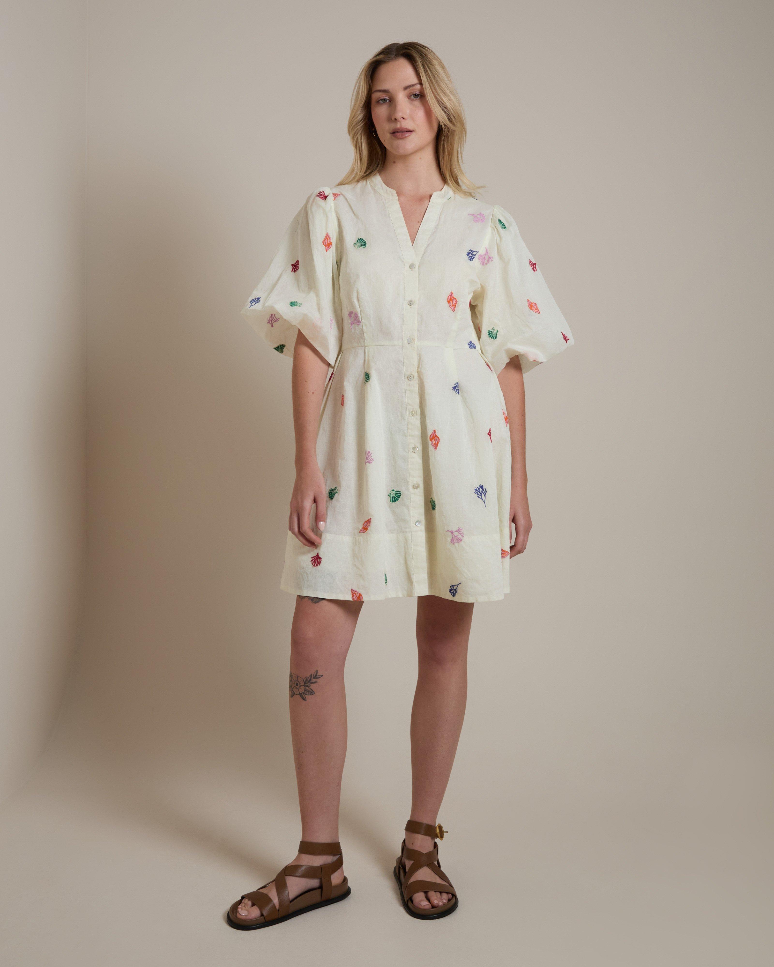sachin and babi light blue dress Womens White Embroidered Dress Solid White Embroidery Eyelet Midi Dress  Boho Chic, Indie main image 1