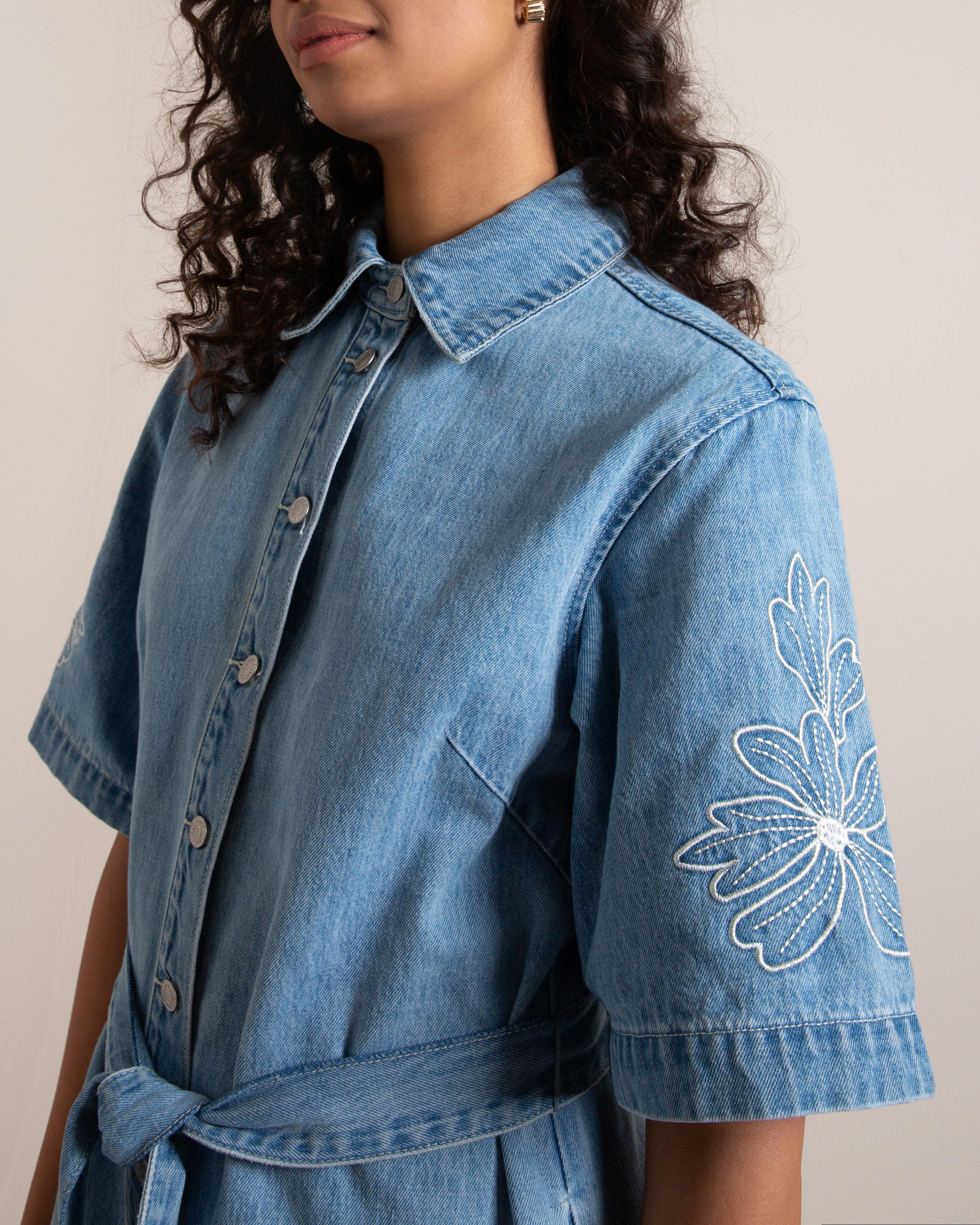 sachin and babi light blue dress Denim Embroidered Dress