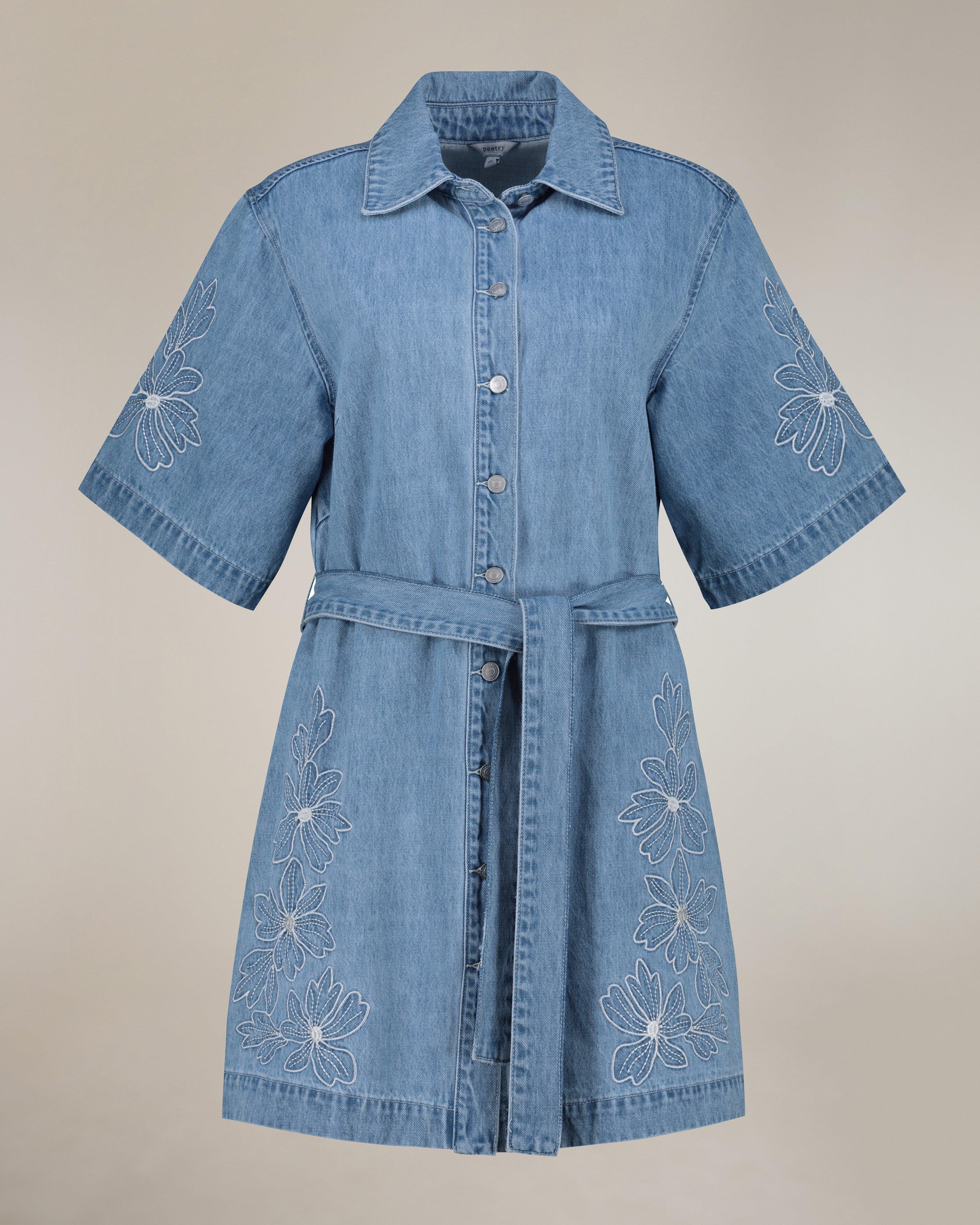Clarabelle Embroidered Denim Dress - Poetry Clothing Store