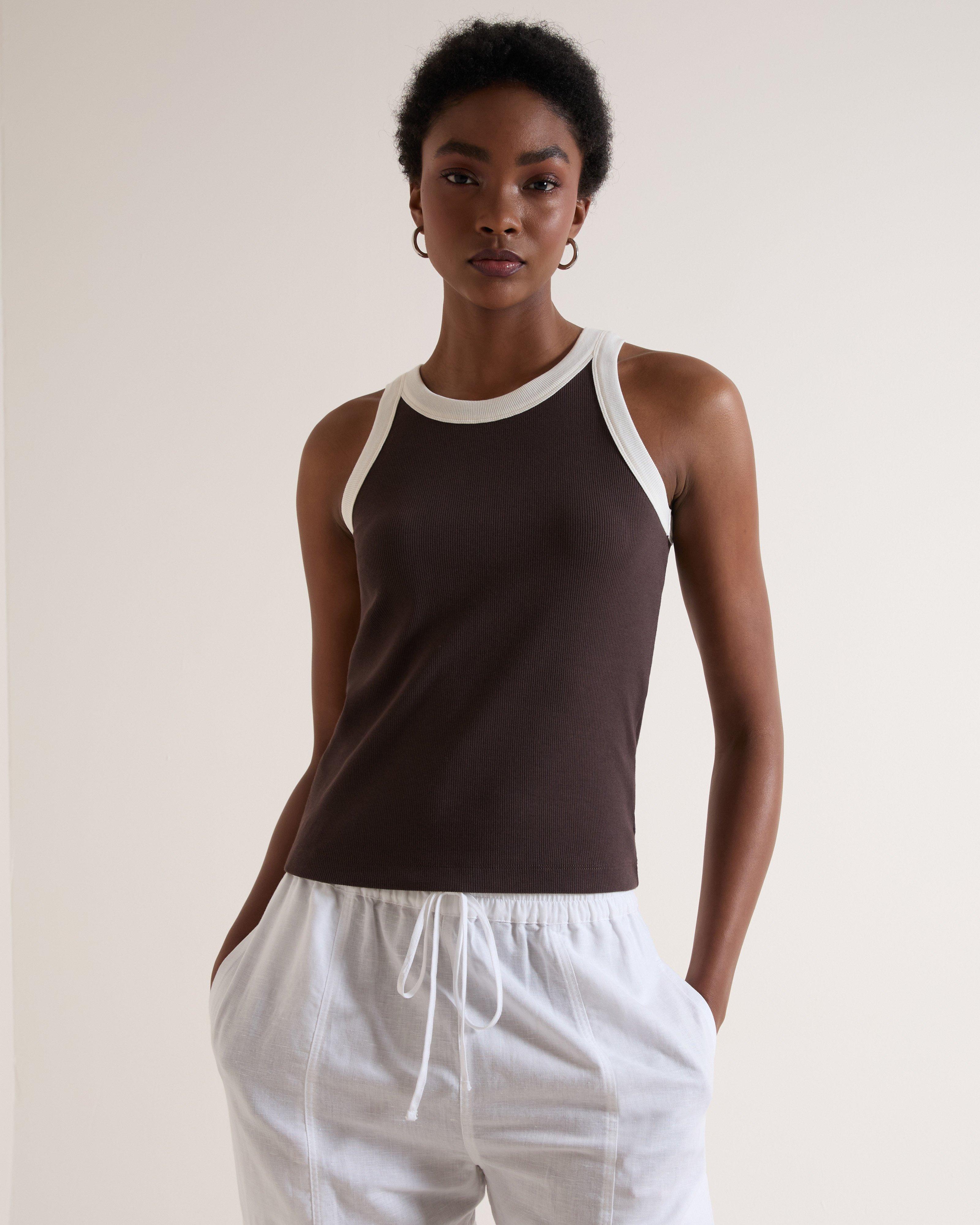 Old Khaki Women's Carrie Tipped Rib Cami -  Chocolate