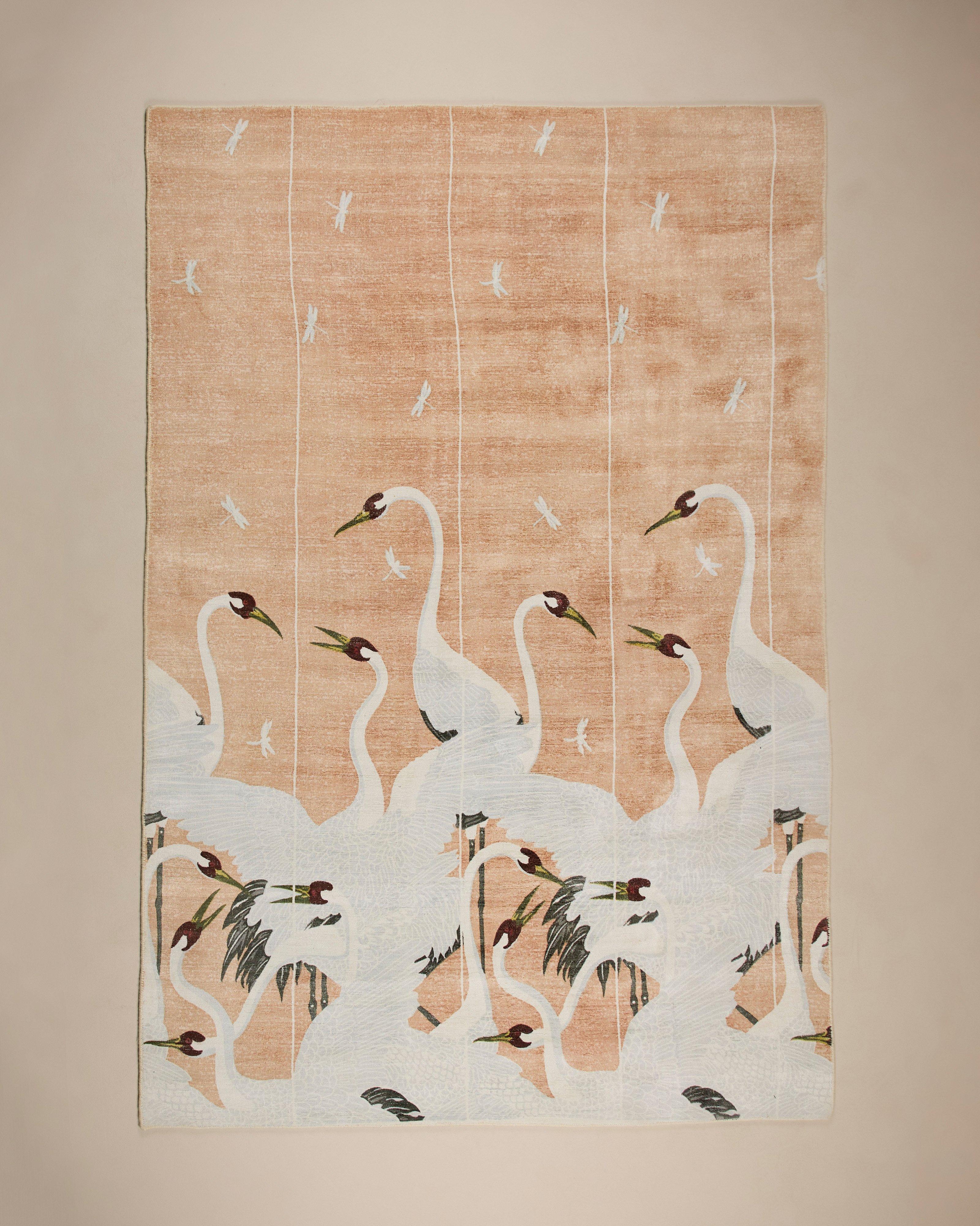  Golden Light Stork Rug 300cm x 200cm -  Gold