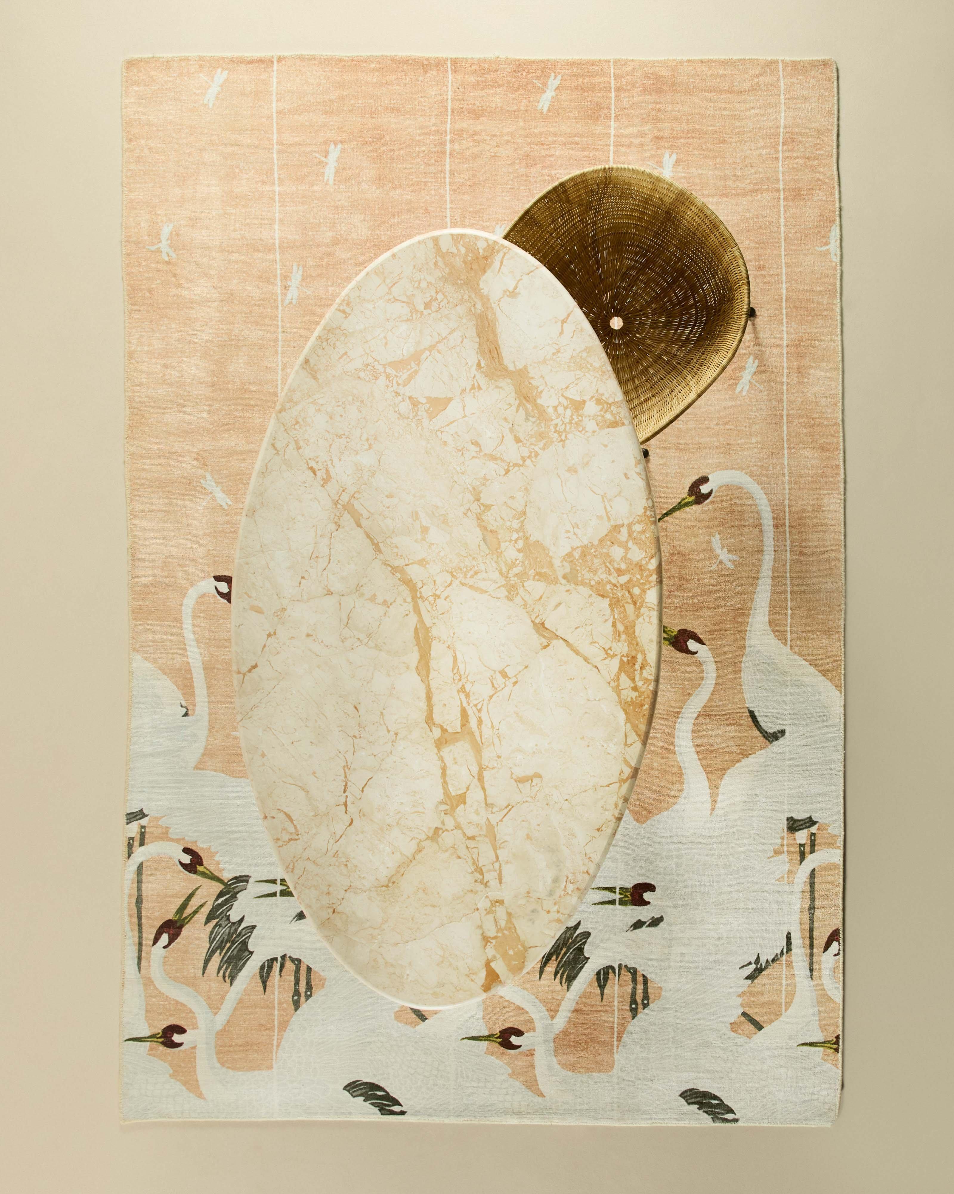 Golden Light Stork Rug 300cm x 200cm -  Gold