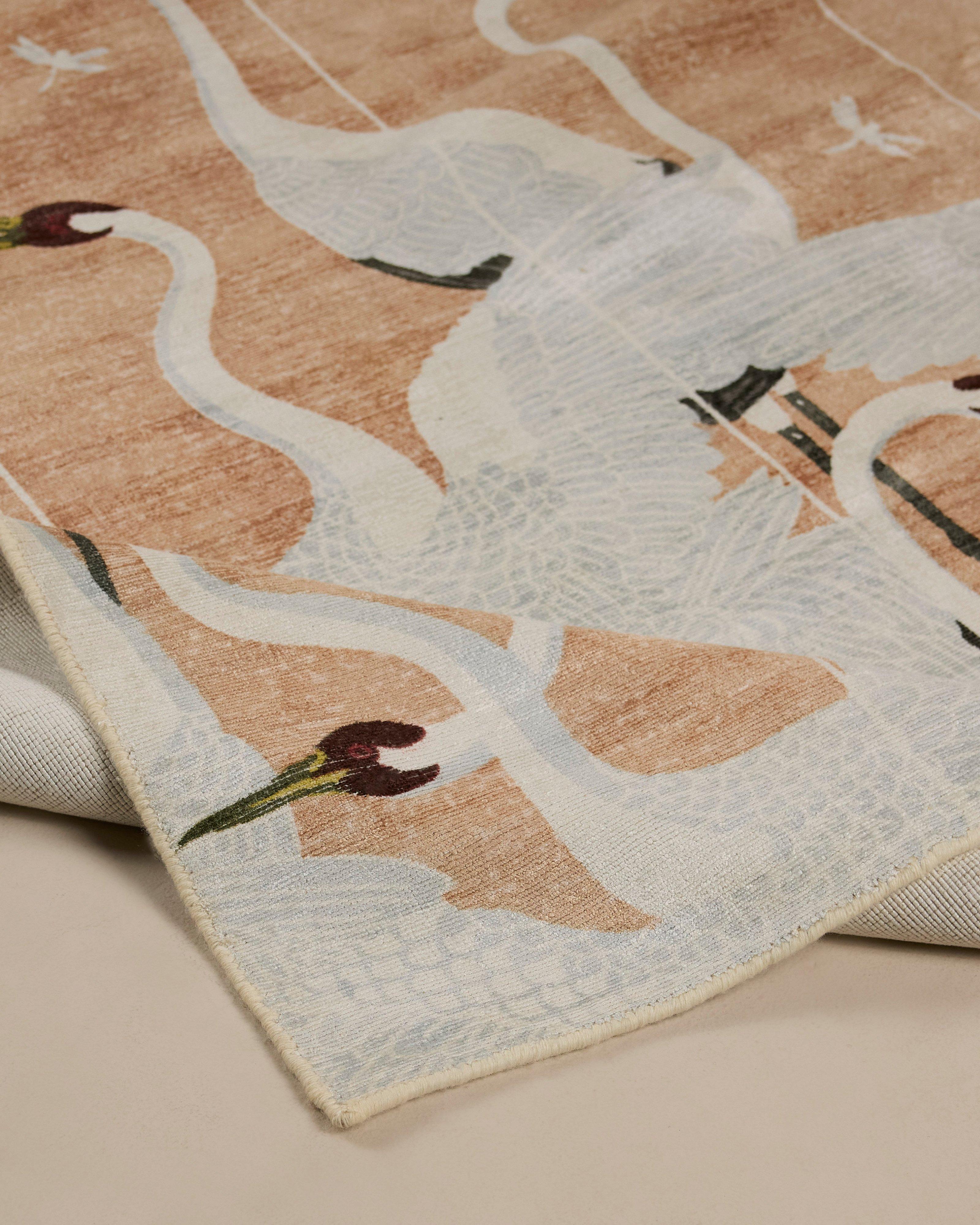  Golden Light Stork Rug 300cm x 200cm -  Gold