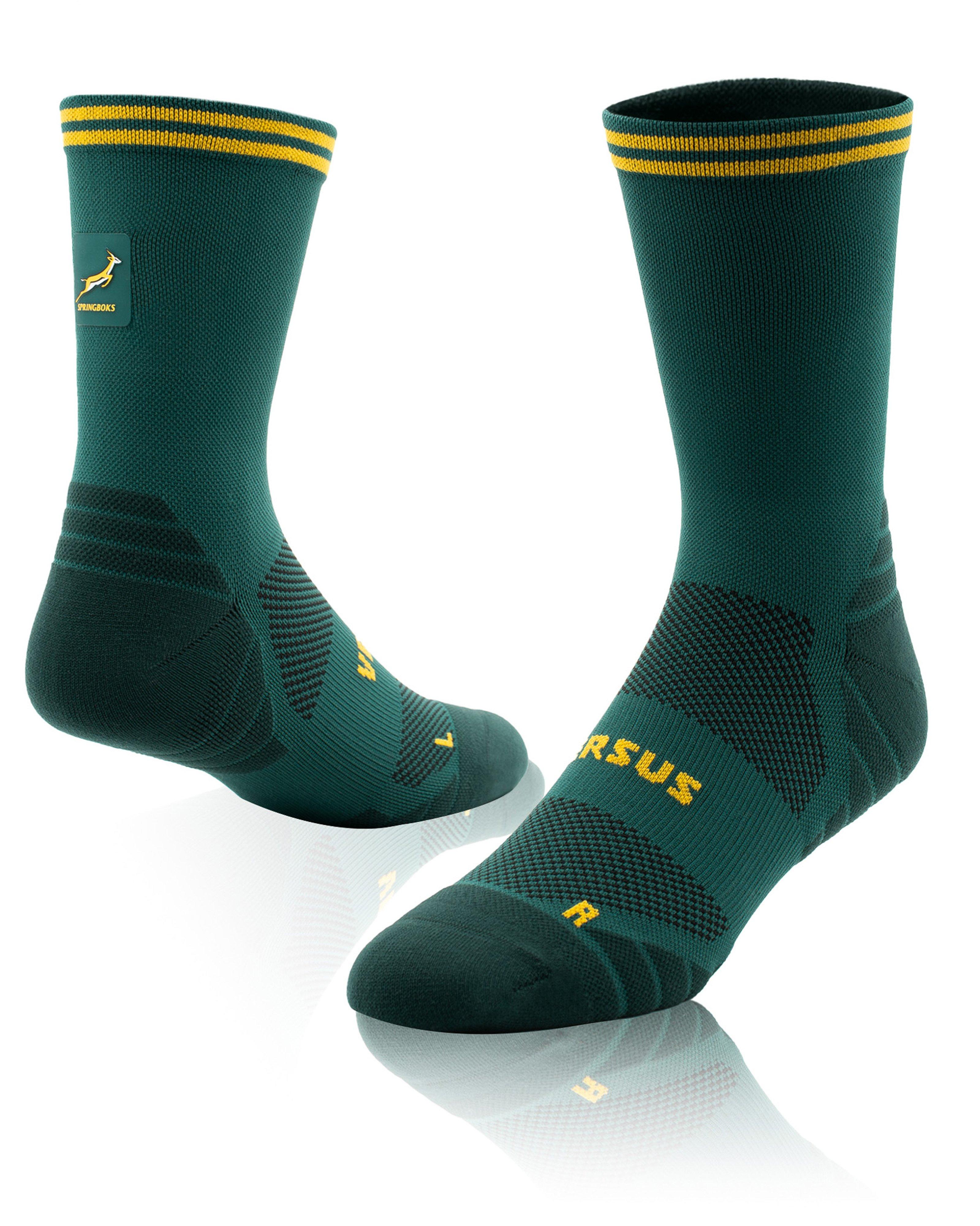 VERSUS Springboks Active Crew Tab Socks -  Dark Green